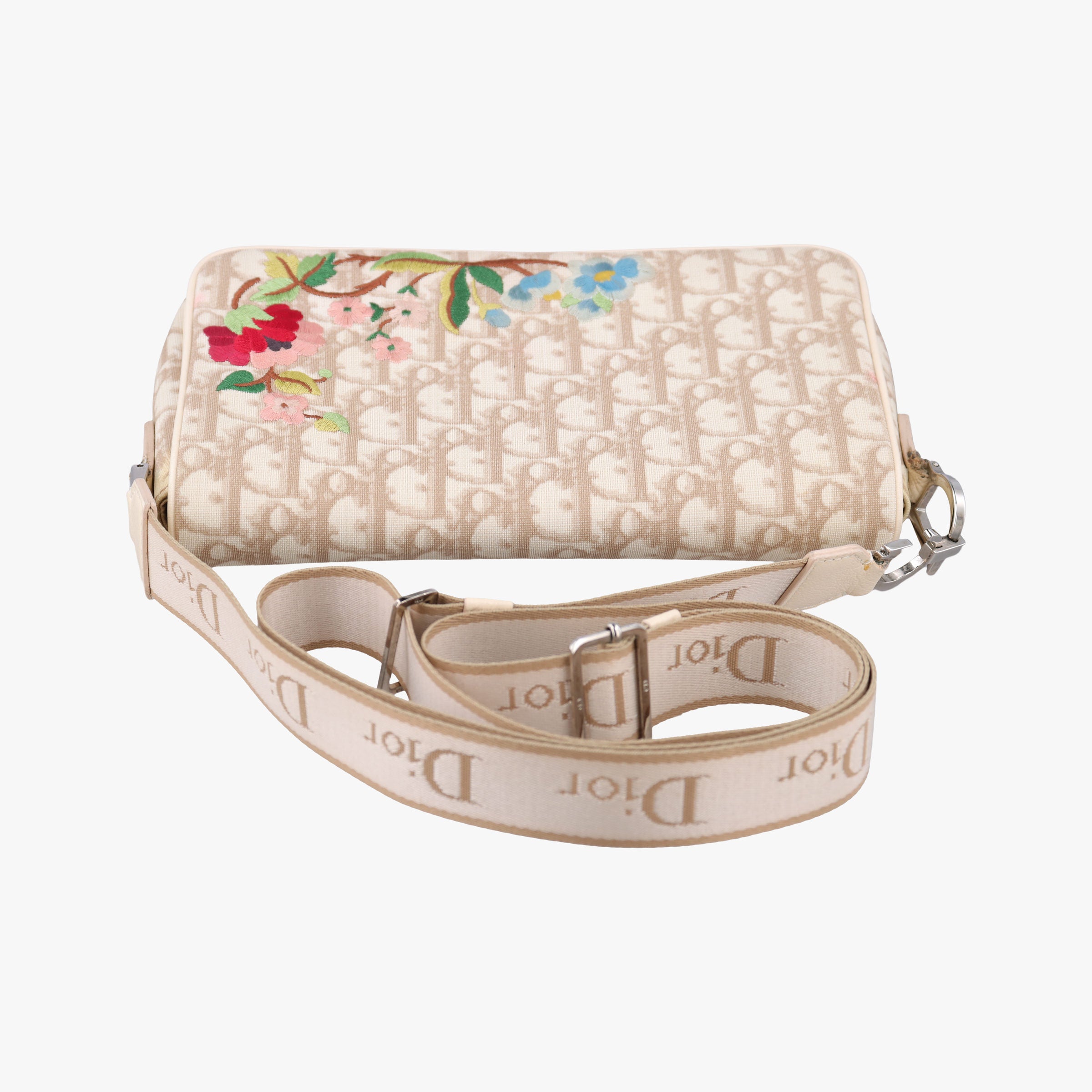 Trotter Flower Beige PVC Coated Canvas Floral Embroidery 03-BO-0015トロッター フラワー ベージュ PVCコーティングキャンバス 花刺繍 03-BO-0015