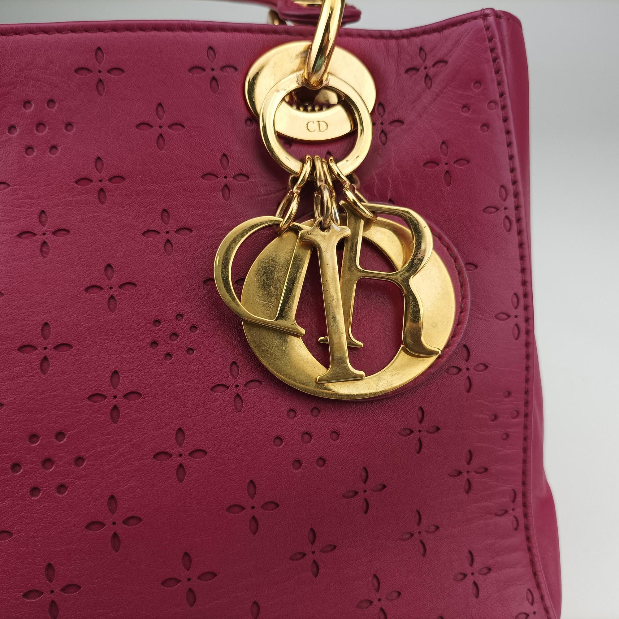 Lady Dior Rose leather 05-MA-1027レディディオール ローズ レッド レザー 05-MA-1027