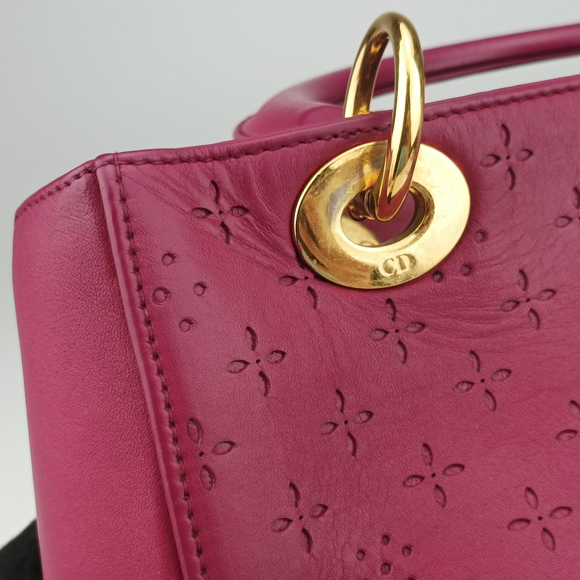 Lady Dior Rose leather 05-MA-1027レディディオール ローズ レッド レザー 05-MA-1027
