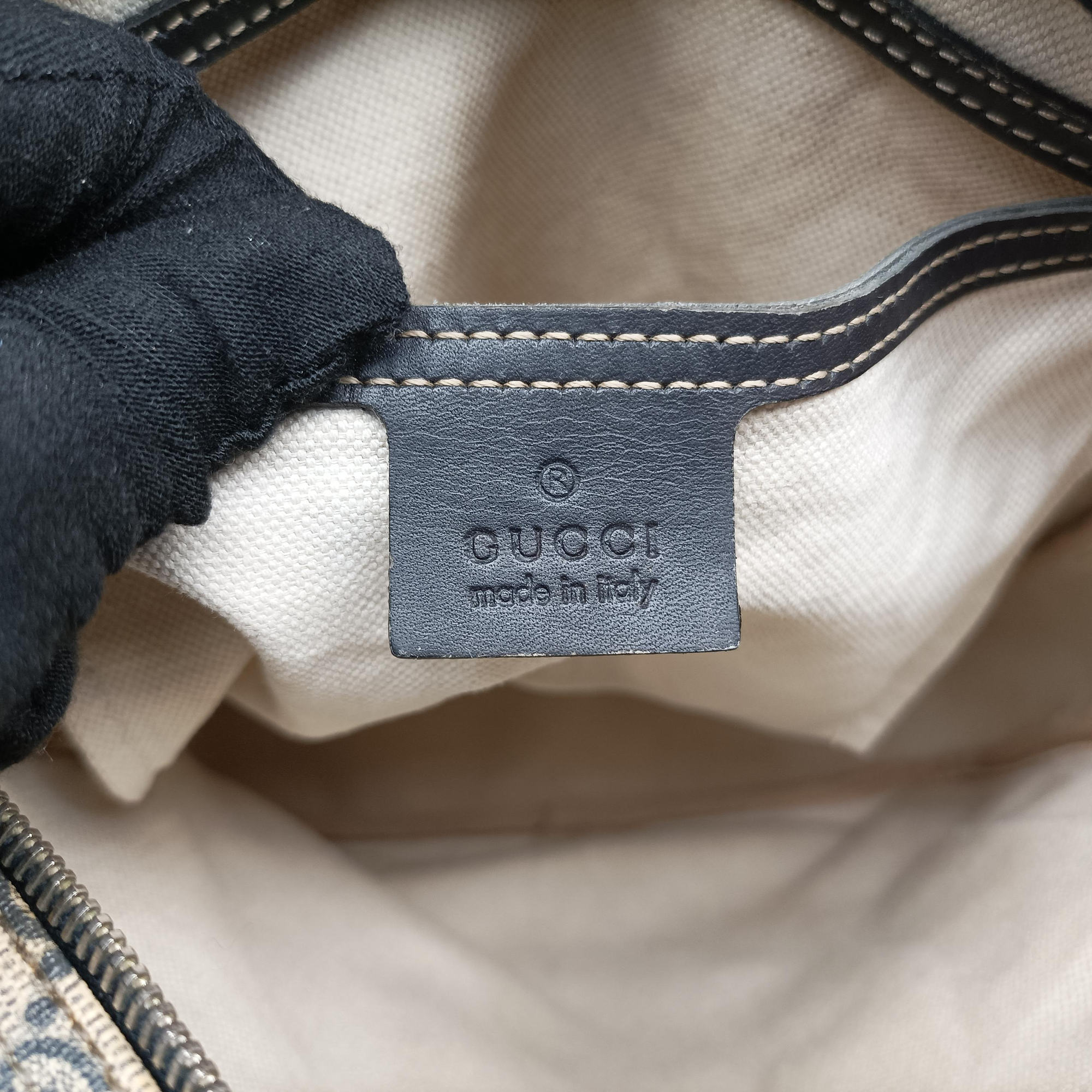 GG Supreme Messenger Beige × Navy PVC coated canvas×leather 201448 B7980659GGスプリーム メッセンジャー ベージュ×ネイビー PVCコーティングキャンバス×レザー 201448 B7980659