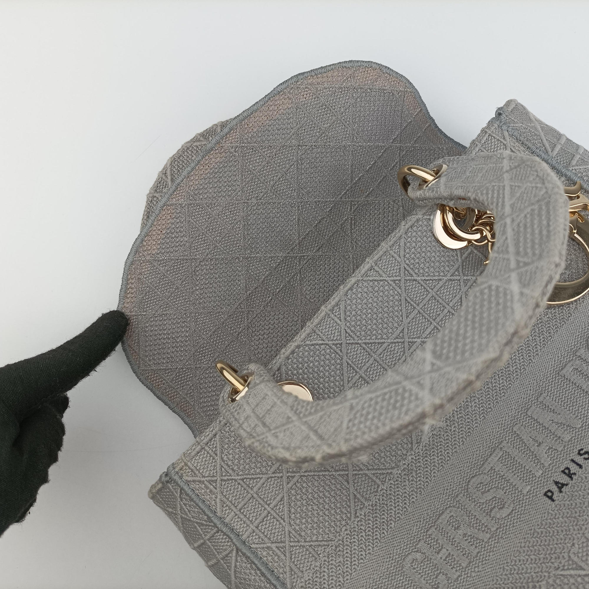 Lady Dior D-lite Grey Jacquard 50-MA-0290 IC Chipレディディオール D-lite グレー ジャガード 50-MA-0290 ICチップ