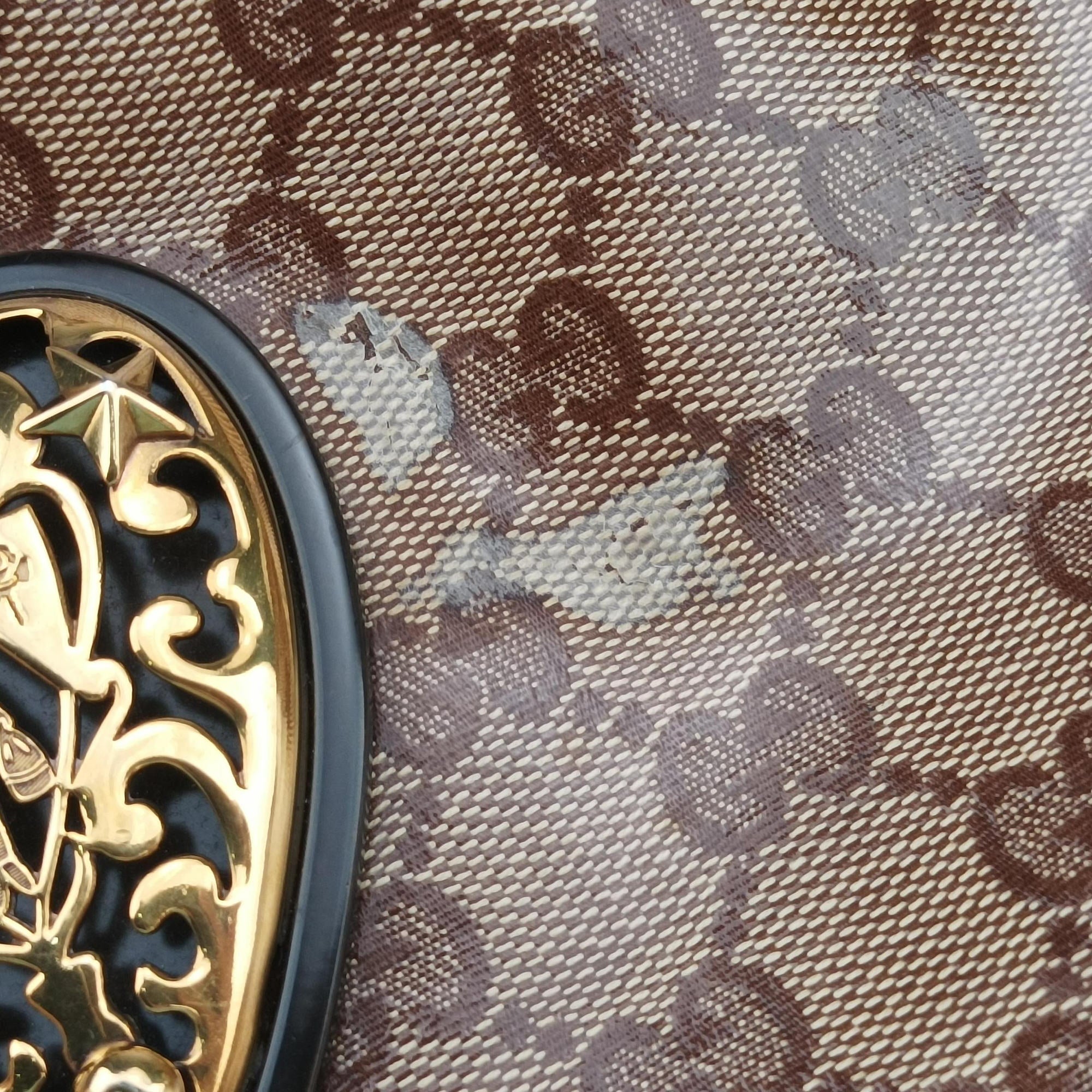 Babouska Heart Hobo khaki×golden PVC coated canvas 211965 F3936531バブースカ ハート ホーボー カーキ×ゴールド PVCコーティングキャンバス 211965 F3936531
