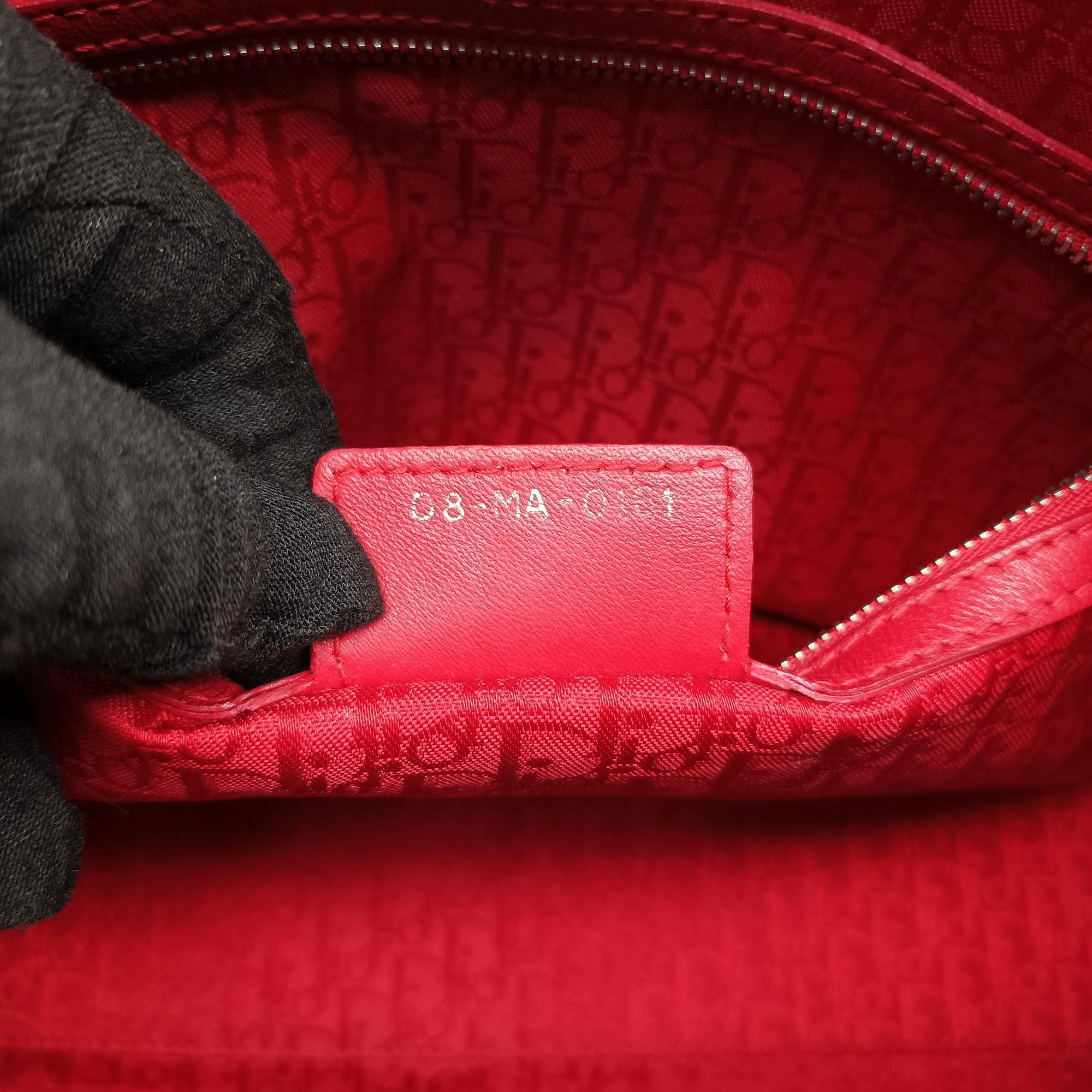 Lady Dior Red lambskin 08-MA-0161レディディオール レッド ラムスキン 08-MA-0161