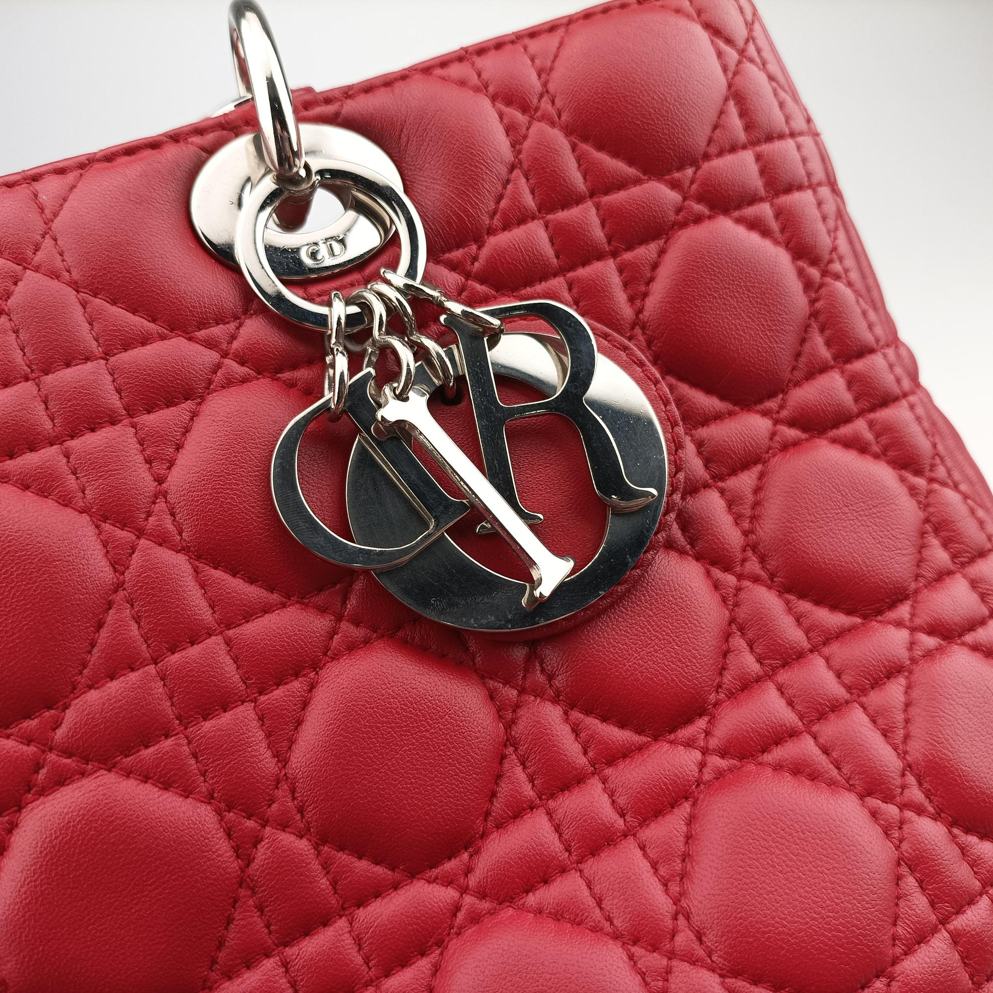 Lady Dior Red lambskin 08-MA-0161レディディオール レッド ラムスキン 08-MA-0161