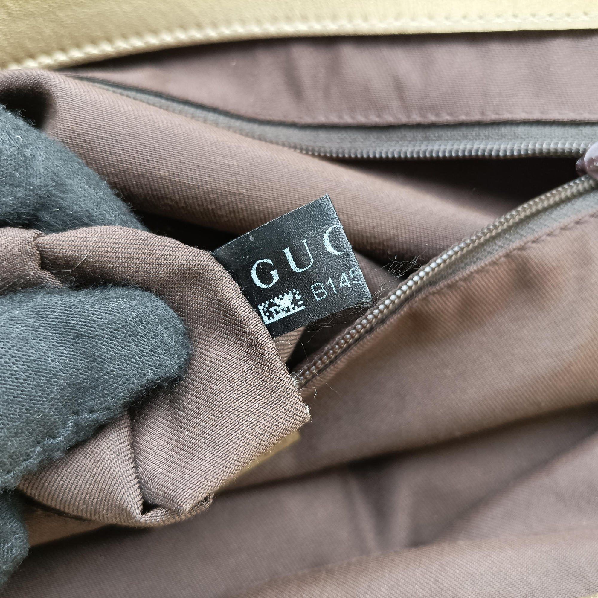 Pre-owned Gucci Abbey D-Ring Golden×Brown Leather×canvas 189931 handbag | stylenewstar