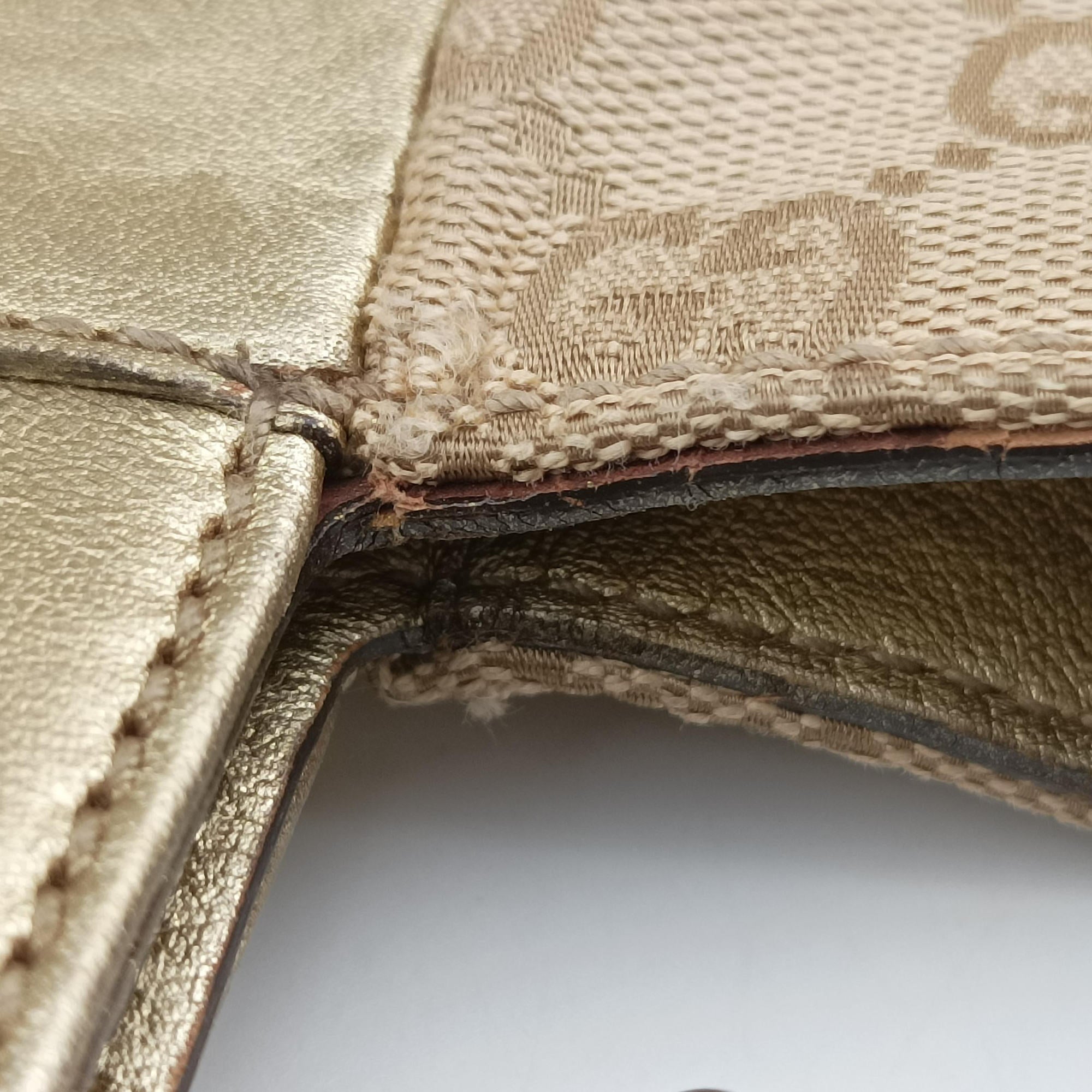 Pre-owned Gucci Abbey D-Ring Golden×Brown Leather×canvas 189931 handbag | stylenewstar