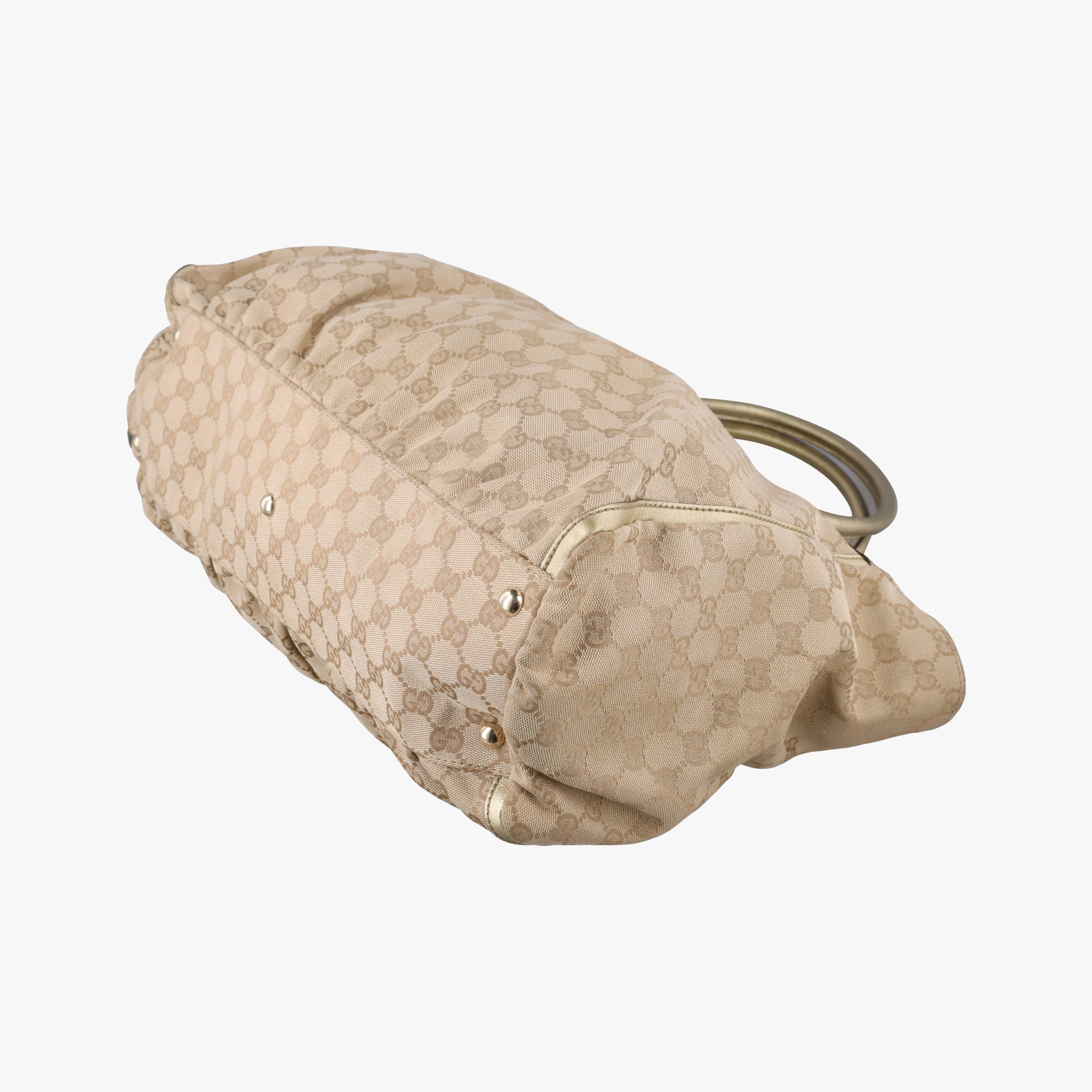 Pre-owned Gucci Abbey D-Ring Golden×Brown Leather×canvas 189931 handbag | stylenewstar