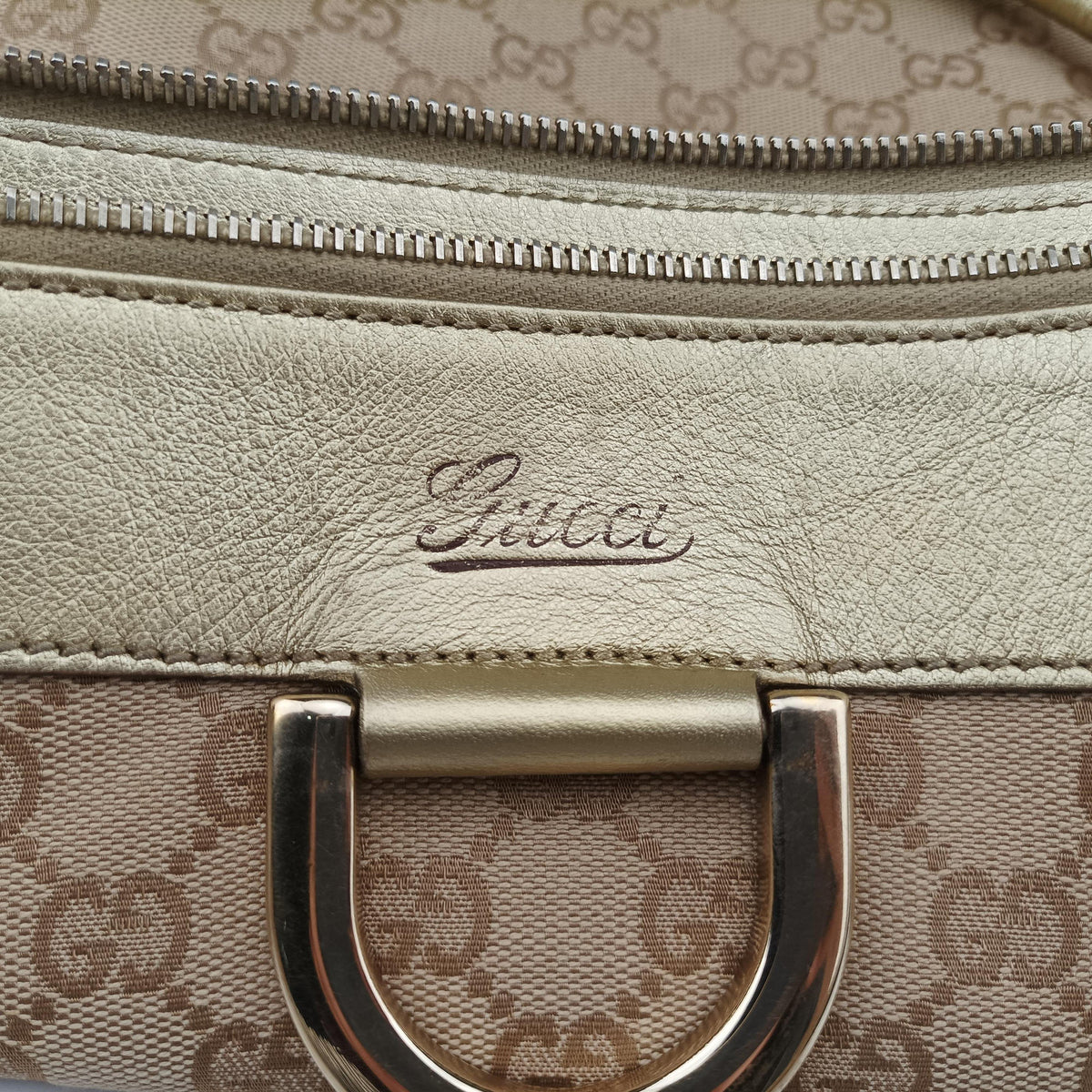 Vintage Gucci Abbey D-Ring Golden × Beige canvas×leather 190248 handbag | stylenewstar