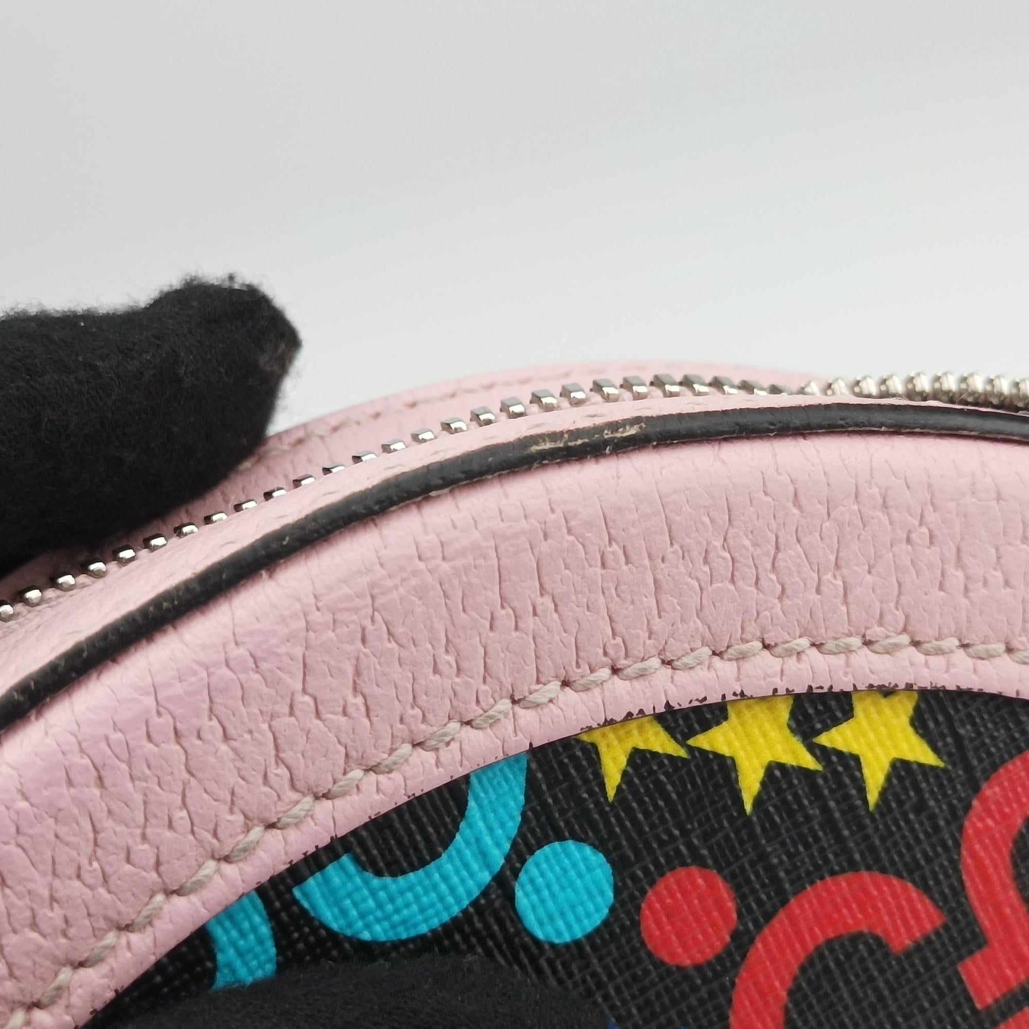 DISNEY Collaboration Mickey Mouse Pink×Black×Multicolor PVC coated canvas 603938 D031886139ディズニーコラボ ミッキーマウス ピンク×ブラック×マルチカラー PVCコーティングキャンバス 603938 D031886139