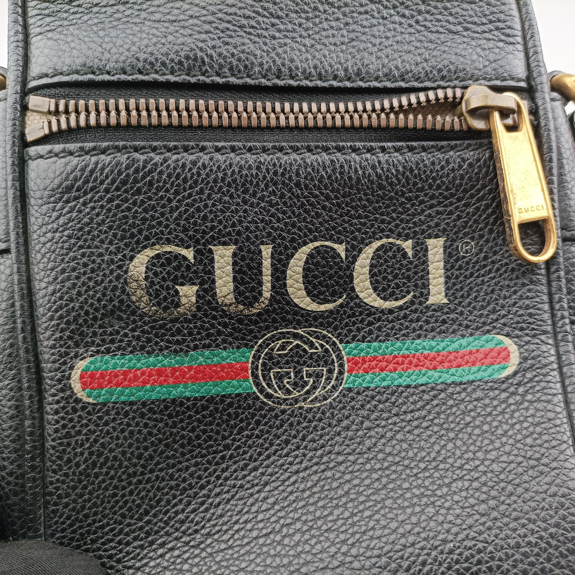 Print Messenger Black Leather 574803 C028991892プリントメッセンジャー ブラック レザー 574803 C028991892