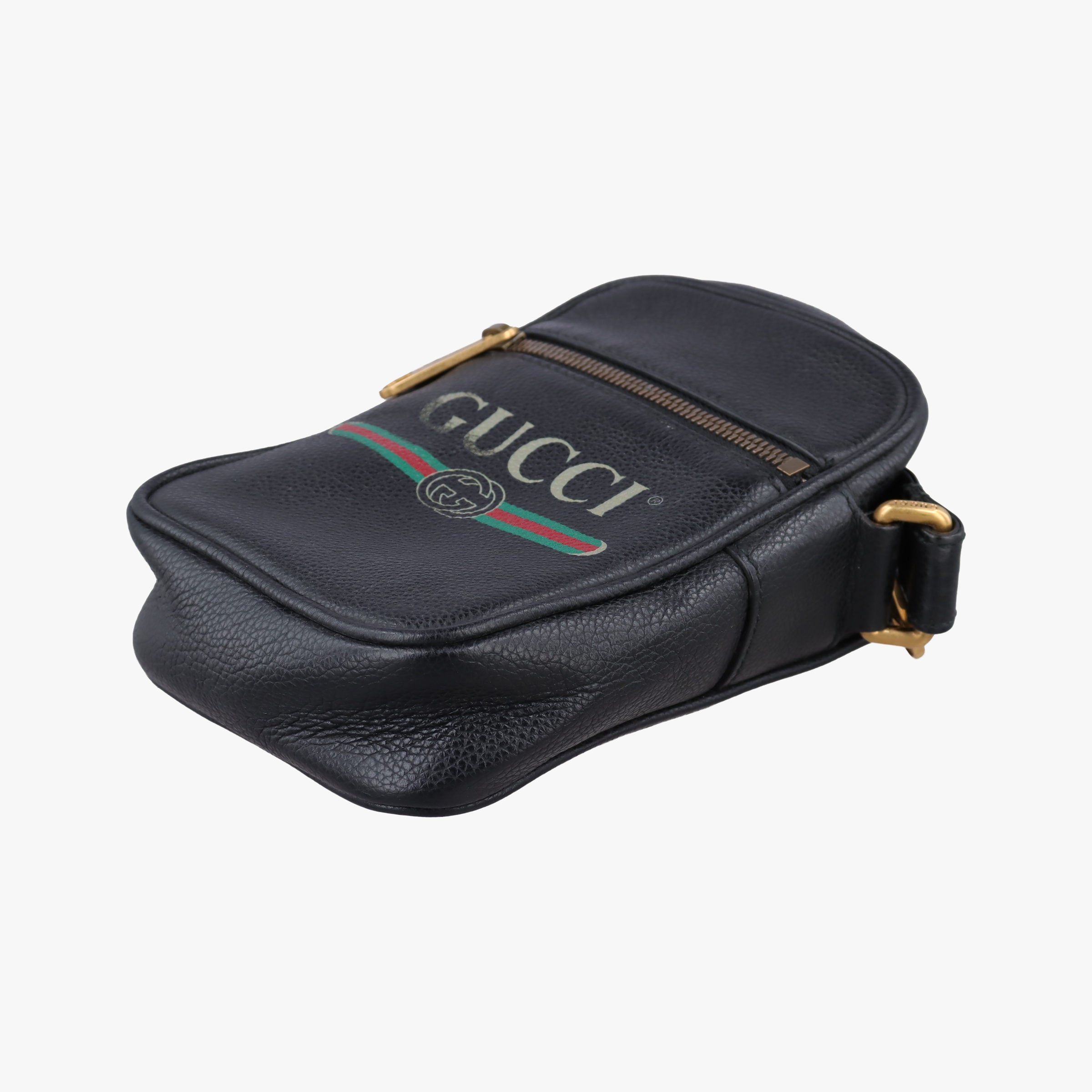 Print Messenger Black Leather 574803 C028991892プリントメッセンジャー ブラック レザー 574803 C028991892