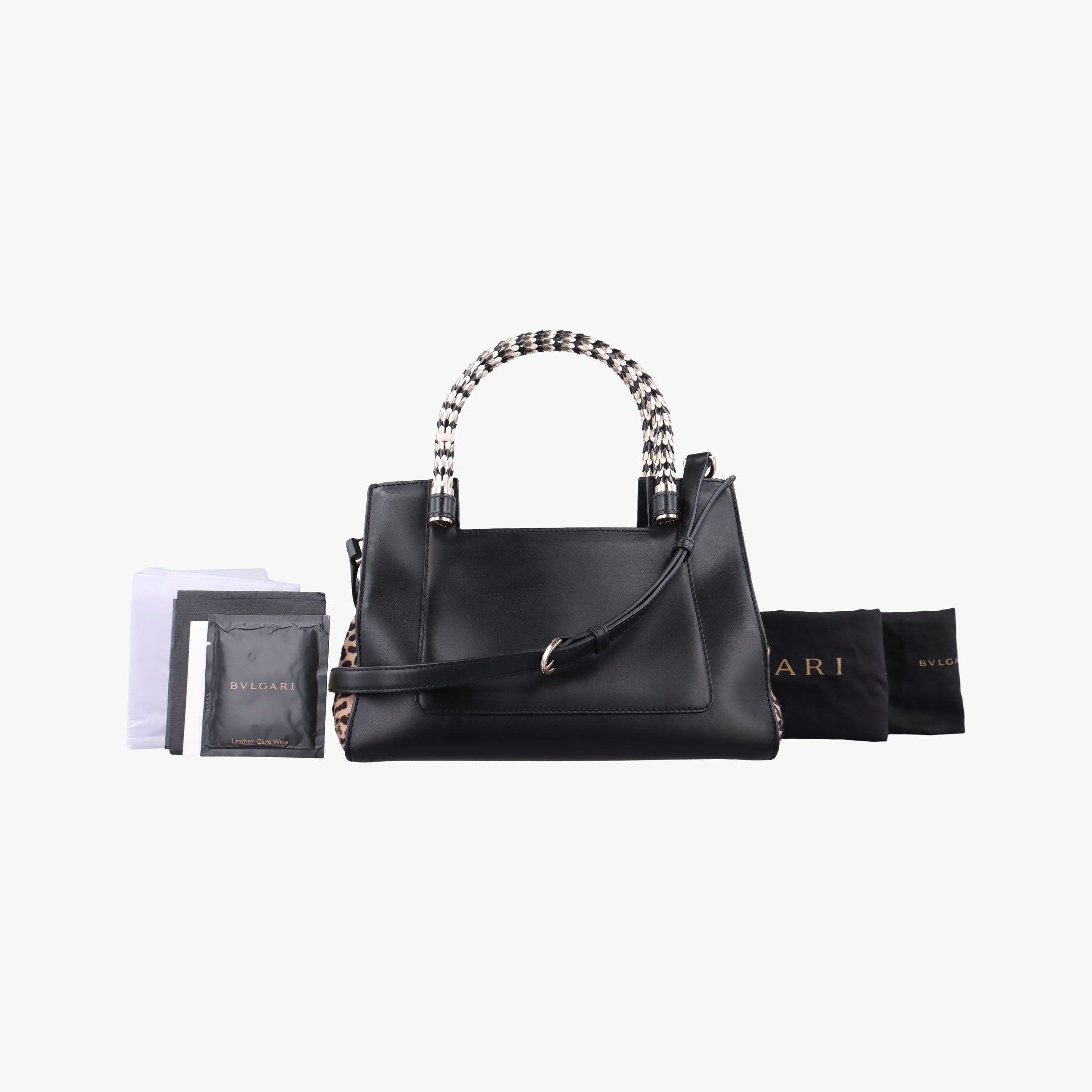 Serpenti Scaglie Black × Leopard Pattern Pony × Leather EK.F14.37787セルペンティ スカリエ ブラック × レオパード柄 ハラコ×レザー EK.F14.37787