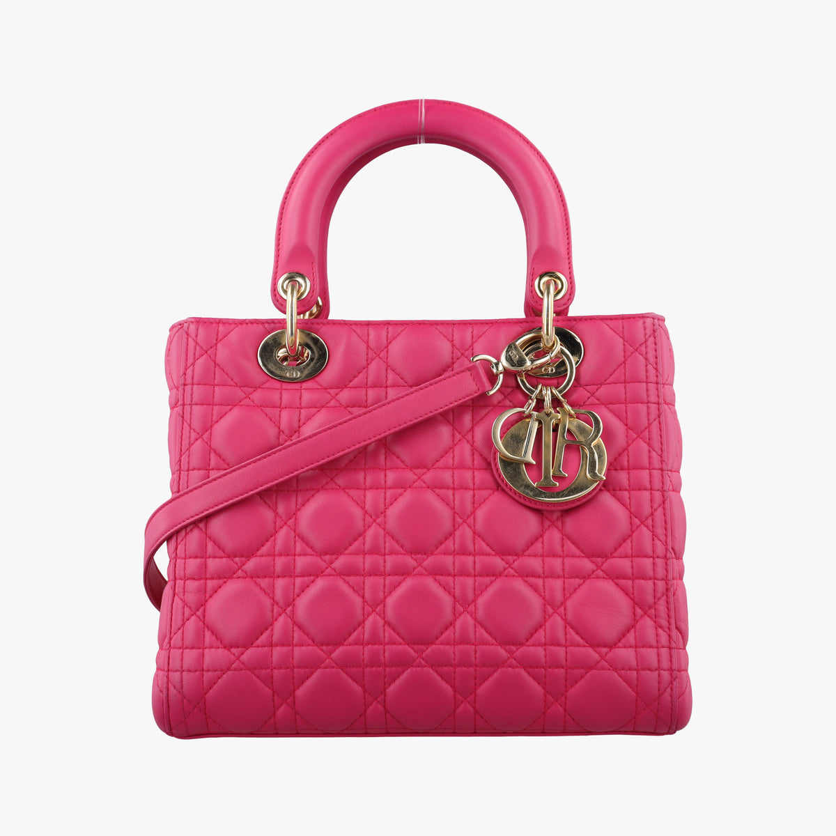 Lady Dior Rose lambskin 01-MA-0162レディディオール ローズ レッド ラムスキン 01-MA-0162