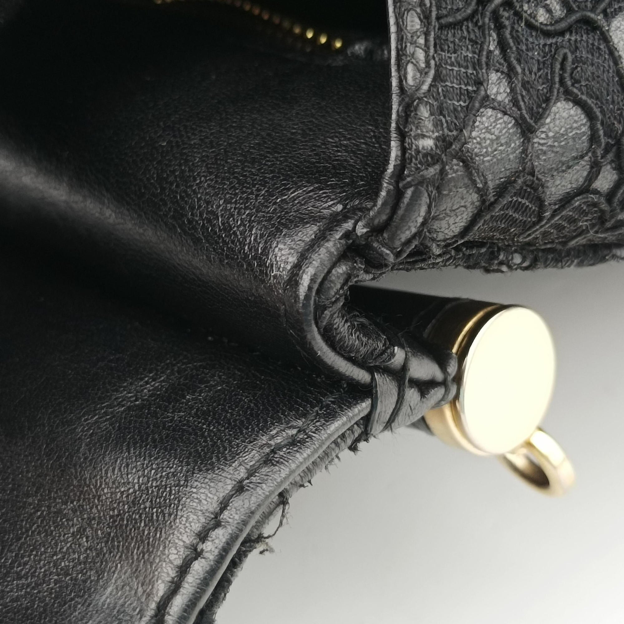 SICILY Black Leather×Crochet 48シシリー ブラック レザー×クロッシェ 48