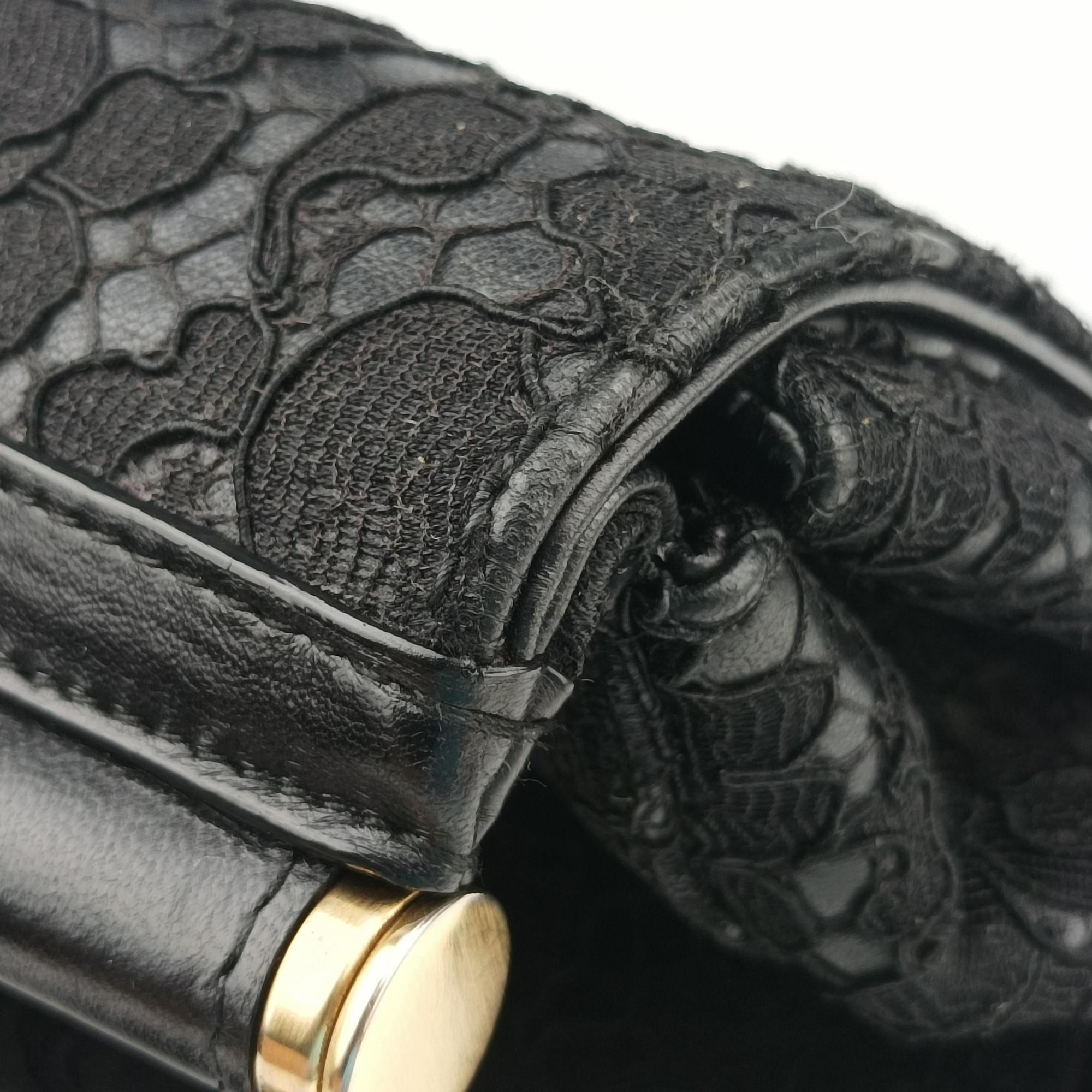 SICILY Black Leather×Crochet 48シシリー ブラック レザー×クロッシェ 48