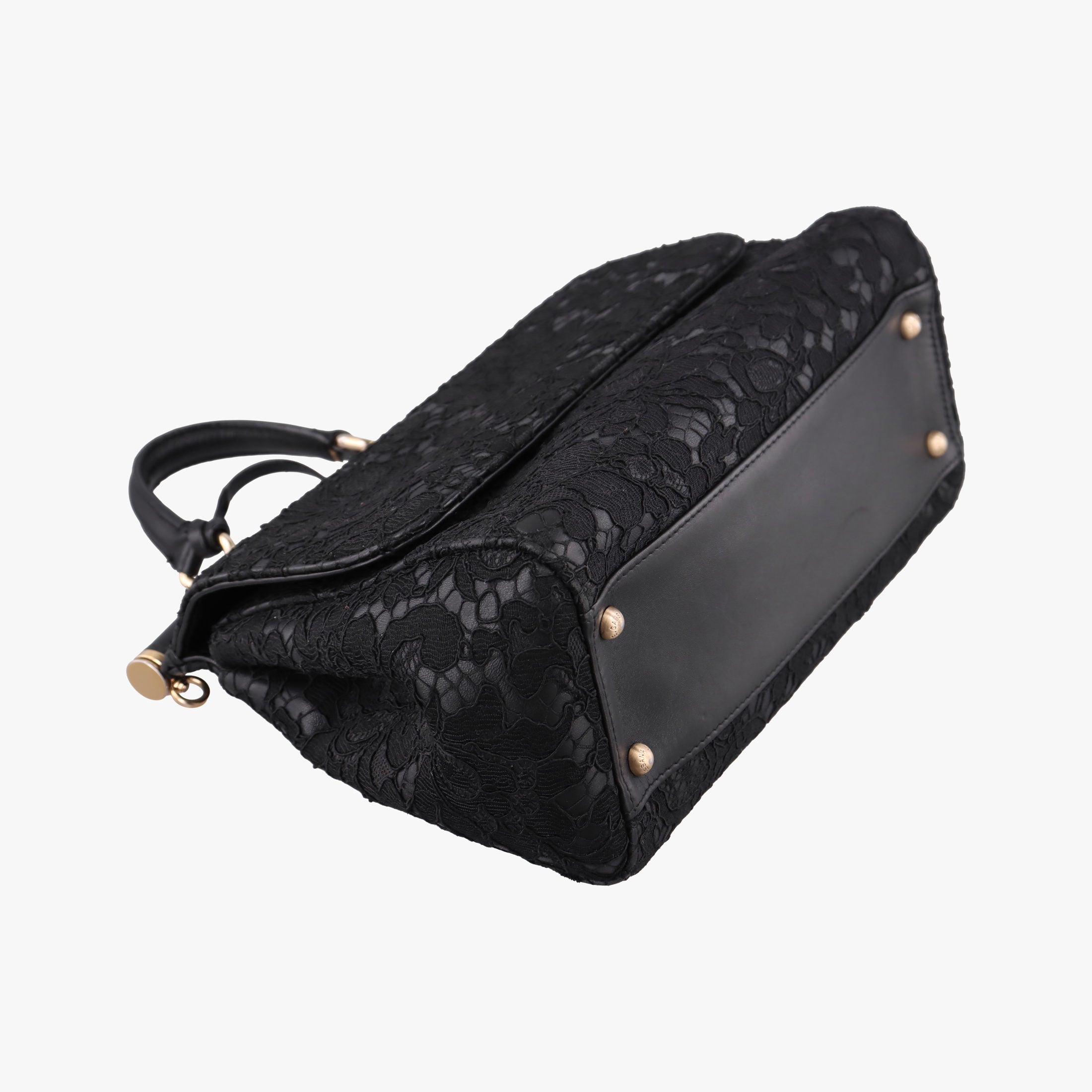 SICILY Black Leather×Crochet 48シシリー ブラック レザー×クロッシェ 48