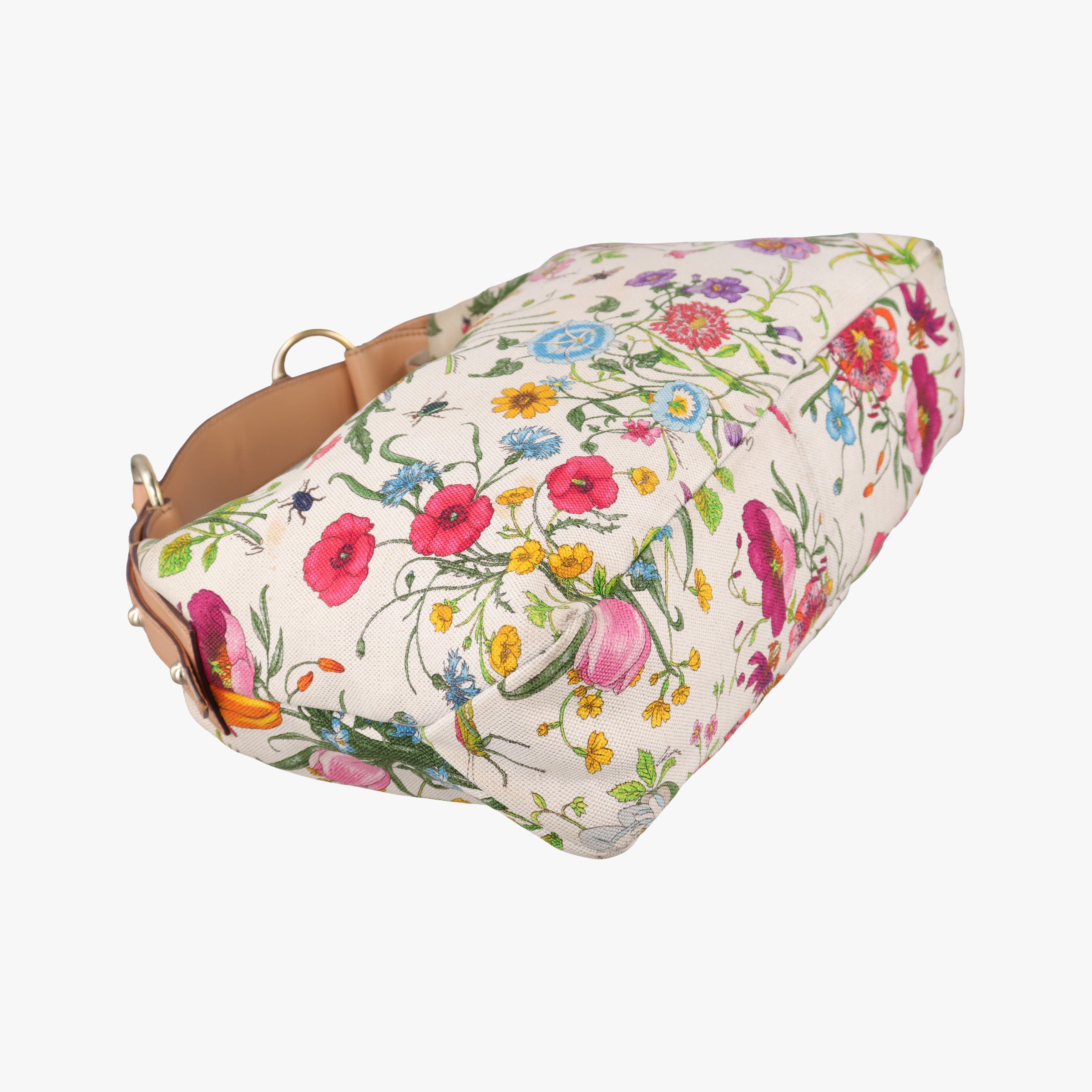 Secondhand Gucci horsebit hobo White×Multicolour canvas×leather 115867 handbag | stylenewstar