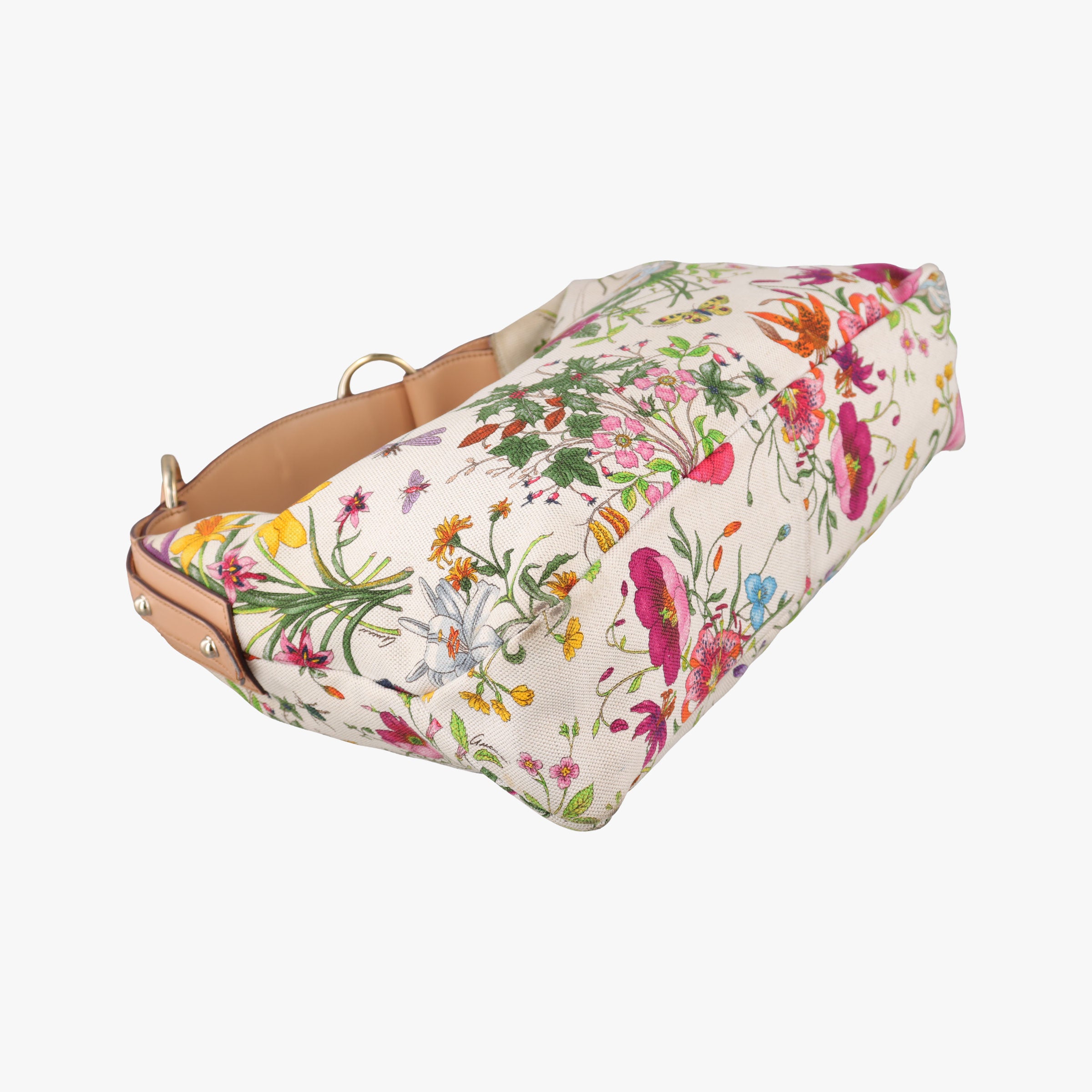 Secondhand Gucci horsebit hobo White×Multicolour canvas×leather 115867 handbag | stylenewstar