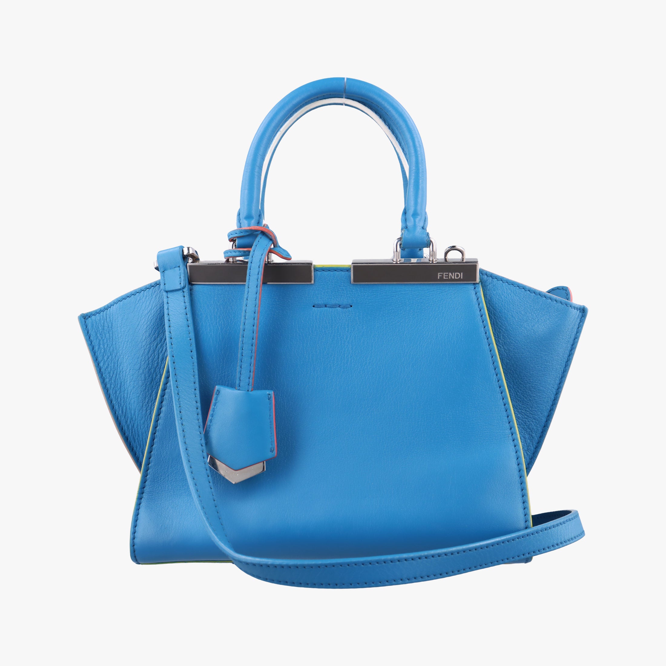 Pre-owned Fendi Petite 3Jours Blue Leather 8BH333 shoulderbag | stylenewstar