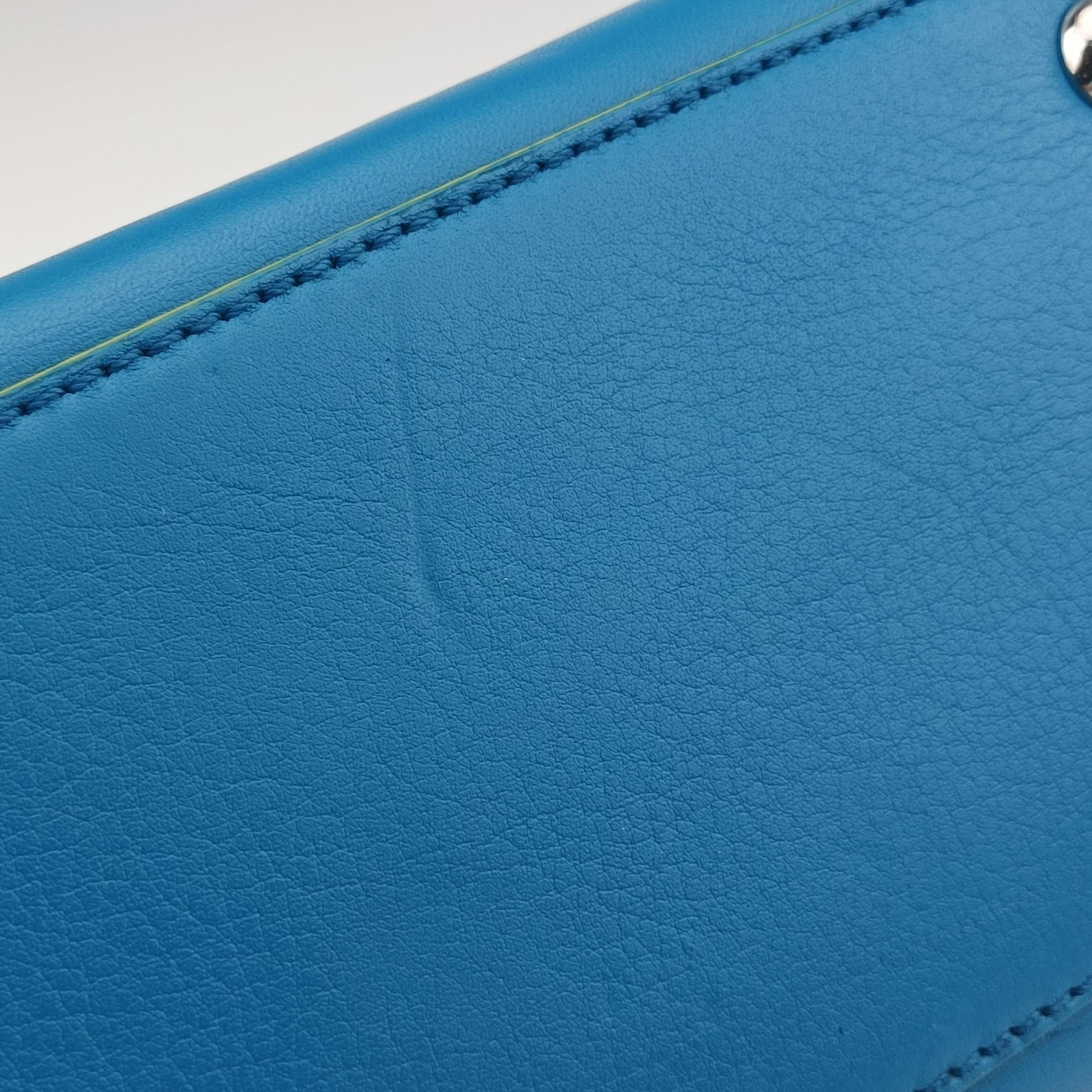 Pre-owned Fendi Petite 3Jours Blue Leather 8BH333 shoulderbag | stylenewstar
