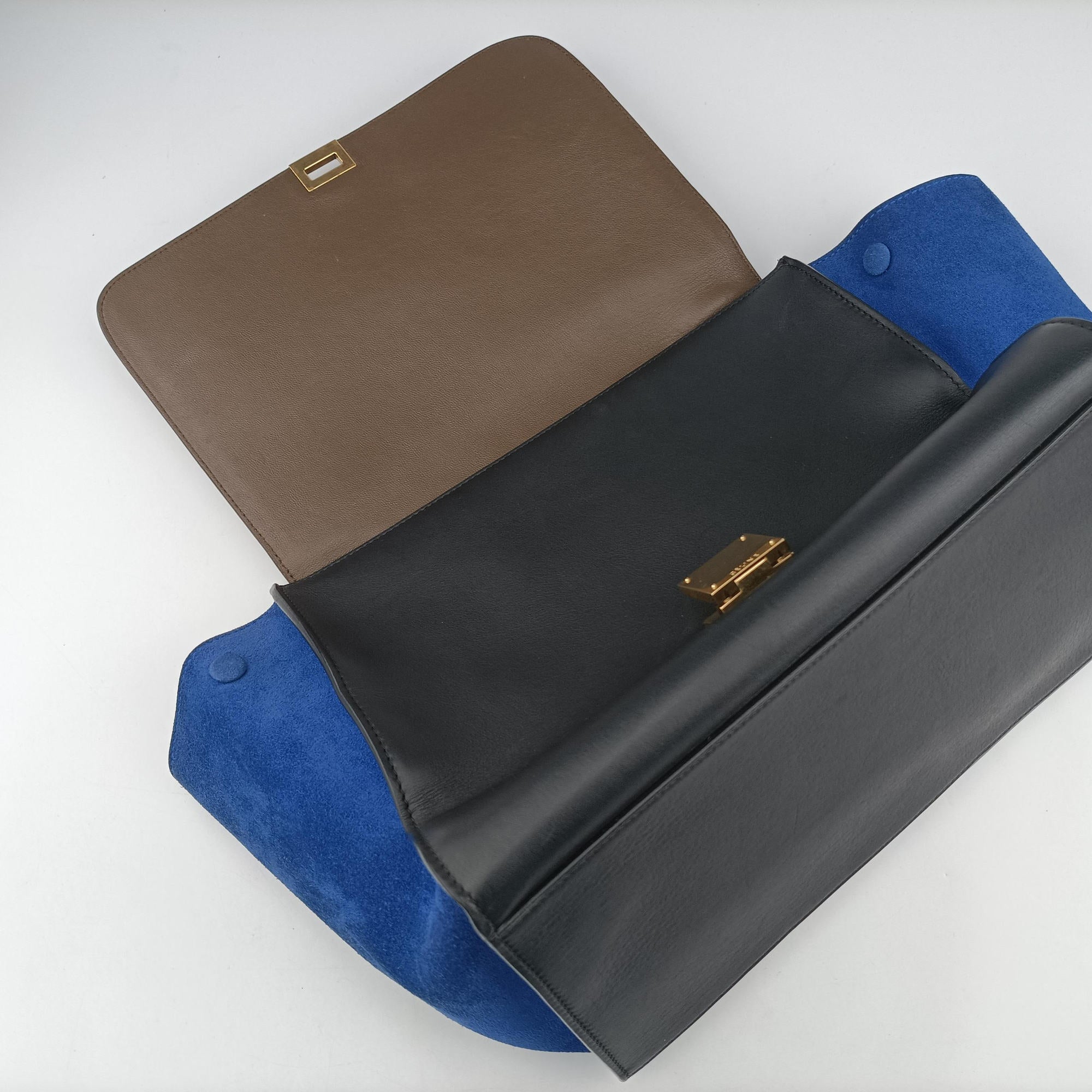 Trapeze Brown×Black×Blue Suede × leather F-VP-0162 F-CU-0162トラペーズミディアム ブラウン×ブラック×ブルー スエード×レザー F-VP-0162 F-CU-0162