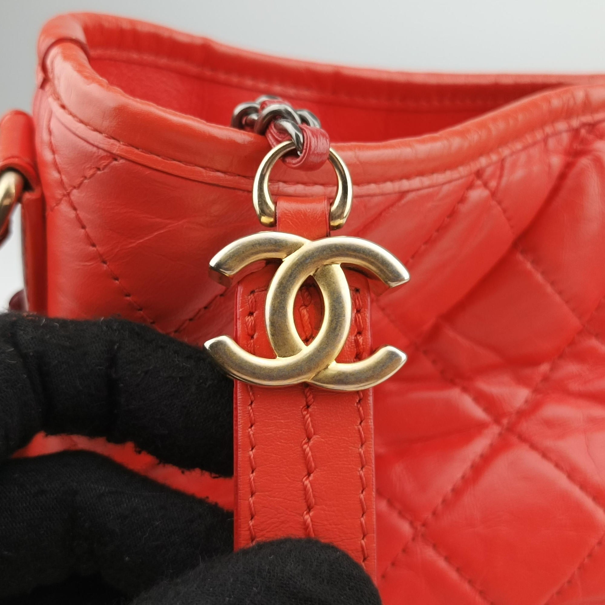 Secondhand Chanel GABRIELLE Orange lambskin A93824 shoulderbag | stylenewstar