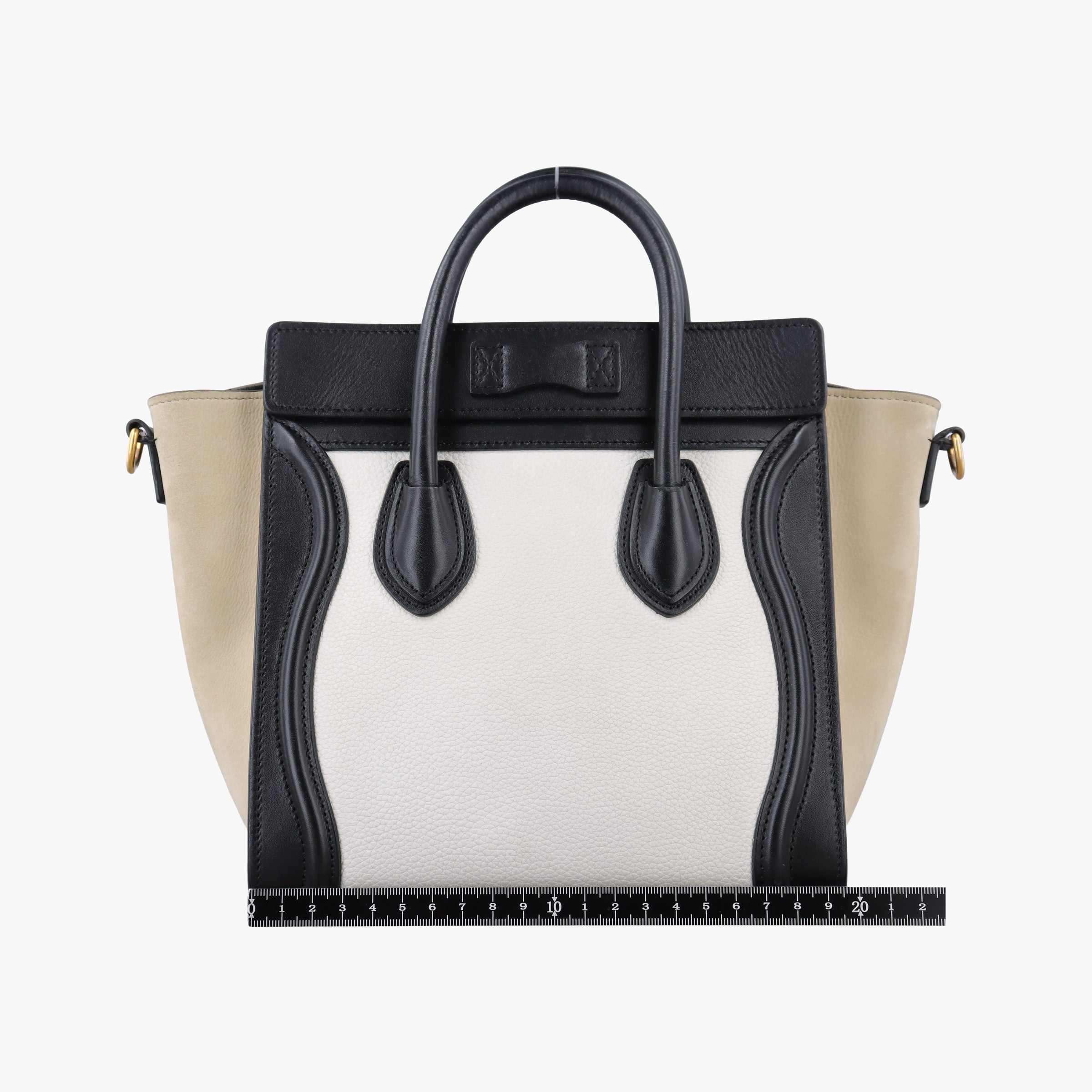 Luggage nano Shopper Beige×white×black Leather F-GA-2136ラゲージナノショッパー ベージュ×ホワイト×ブラック レザー F-GA-2136