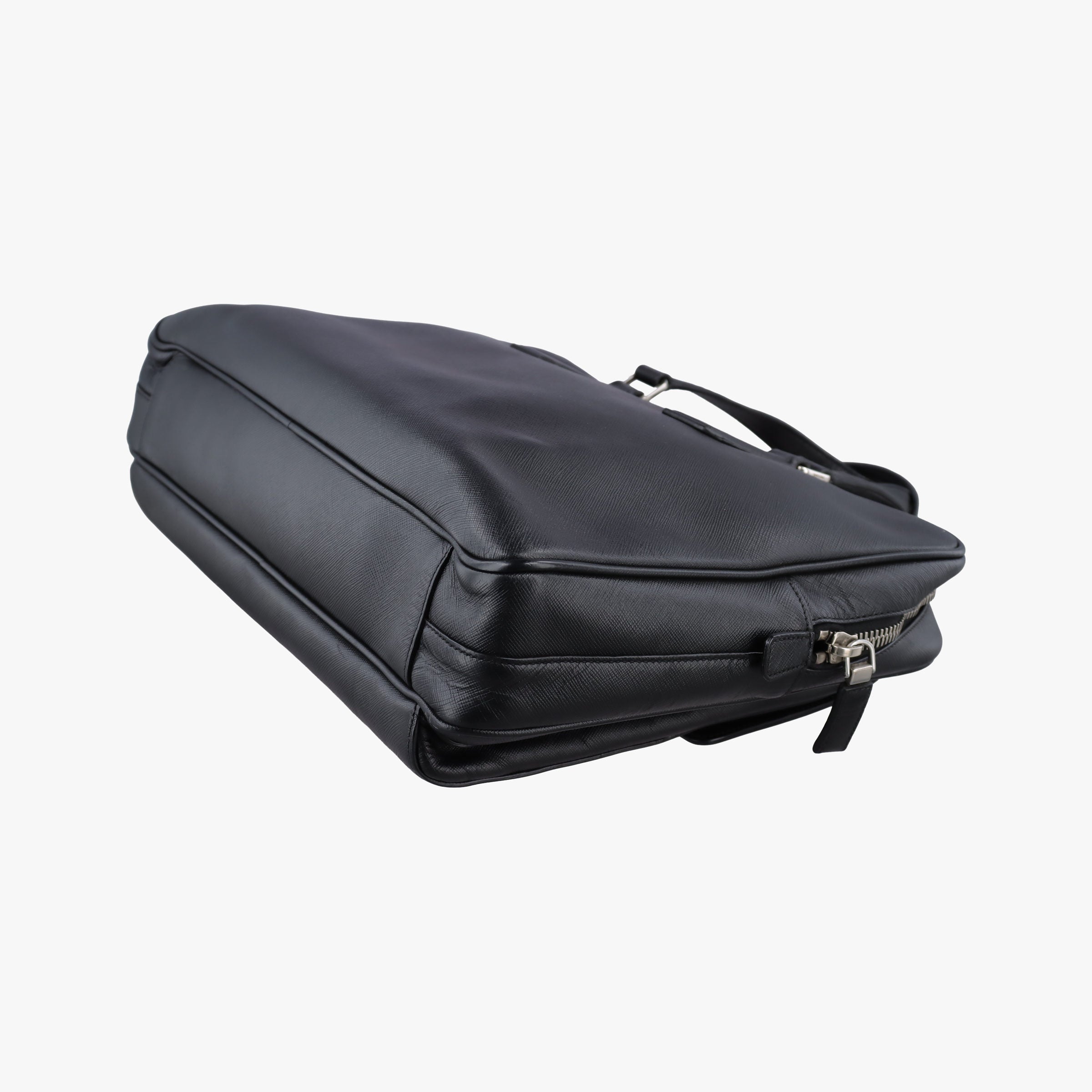 Push-Lock Briefcases Black Saffiano Leather 164 58/Nプッシュロックブリーフケース ブラック サフィアーノレザー 164 58/N