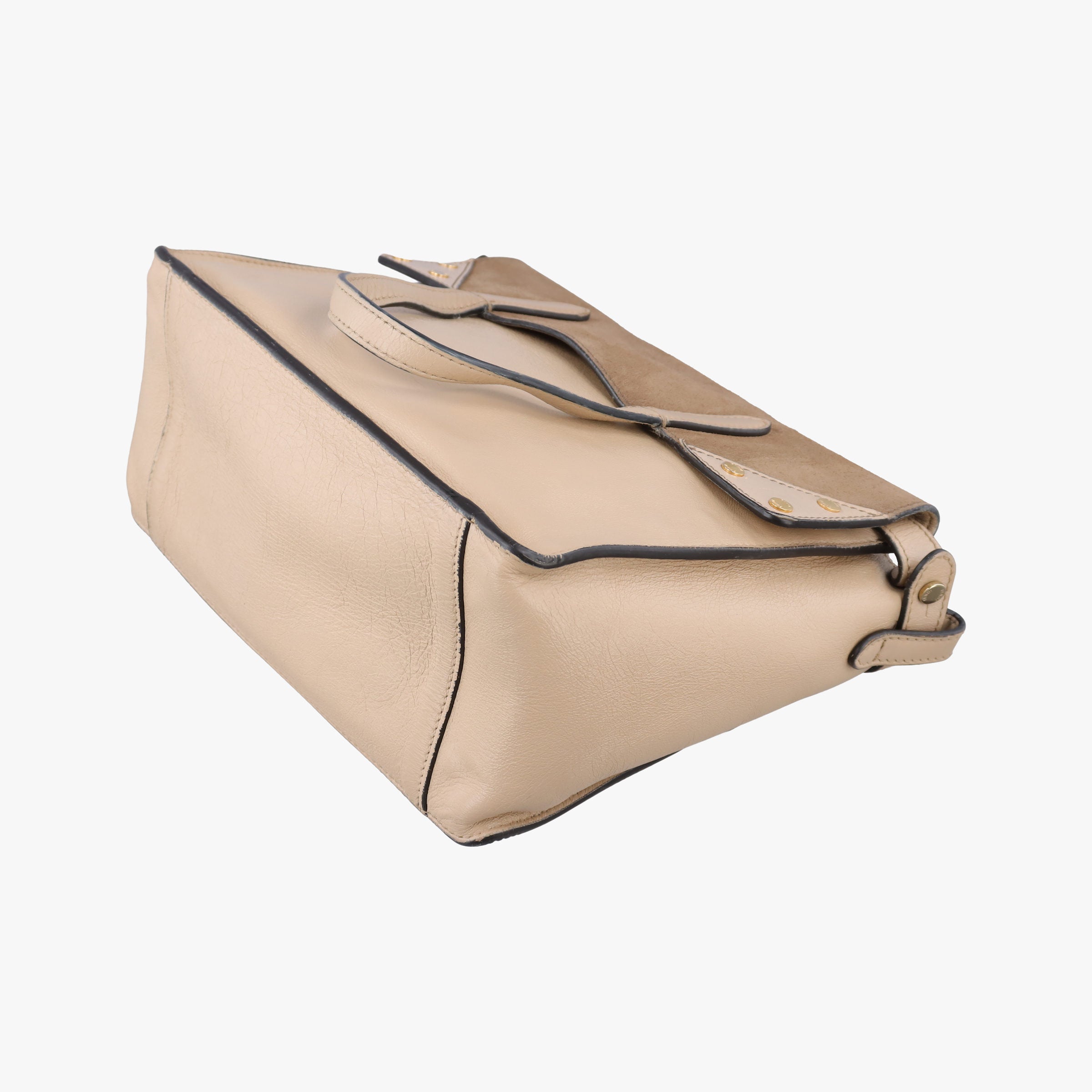Pre-owned Fendi Flip Beige×Brown Leather×Suede 8BT302 shoulderbag | stylenewstar