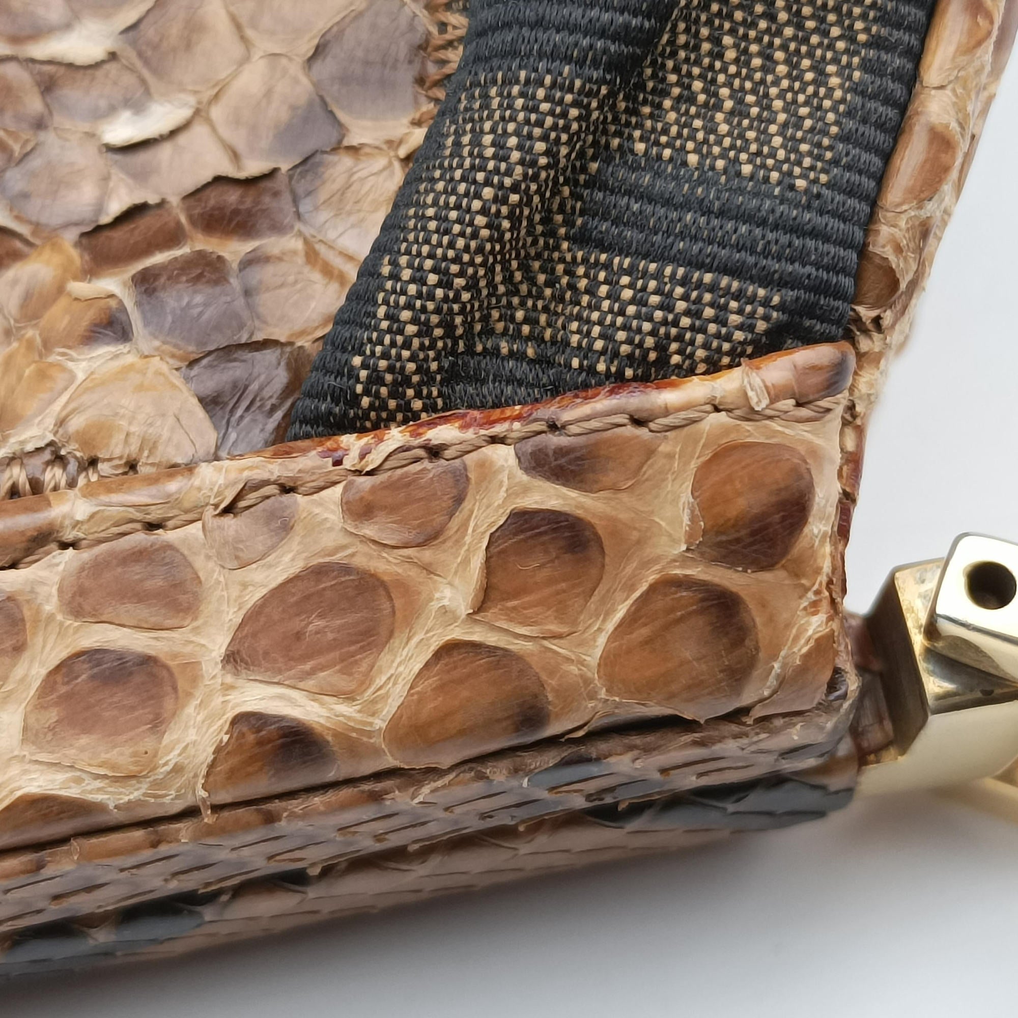 Patchwork Frame Tobacco × Brown Canvas × Python 15240 4 15240/0 9パッチワーク フレーム タバコ × ブラウン キャンバス × パイソン 15240 4 15240/0 9