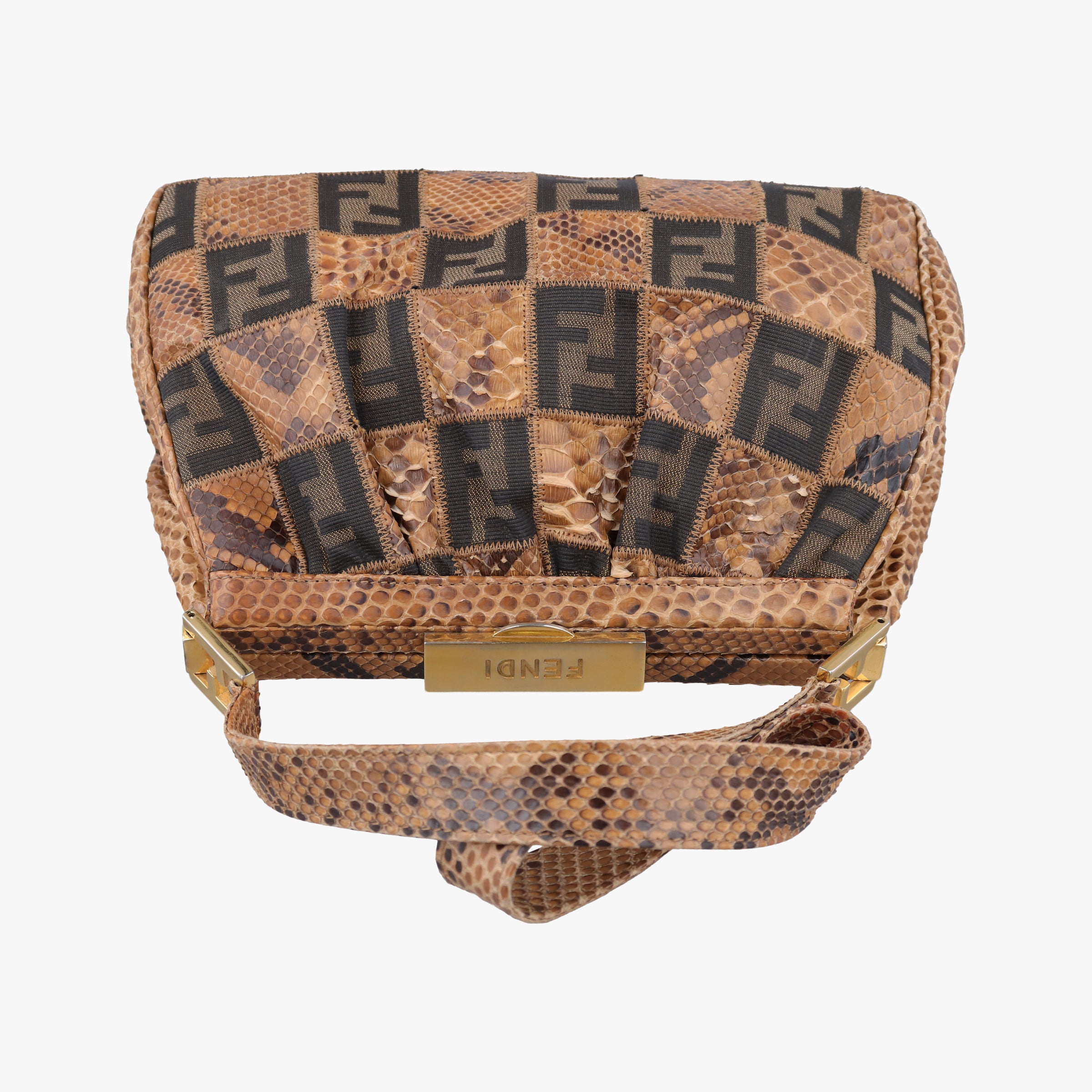 Patchwork Frame Tobacco × Brown Canvas × Python 15240 4 15240/0 9パッチワーク フレーム タバコ × ブラウン キャンバス × パイソン 15240 4 15240/0 9