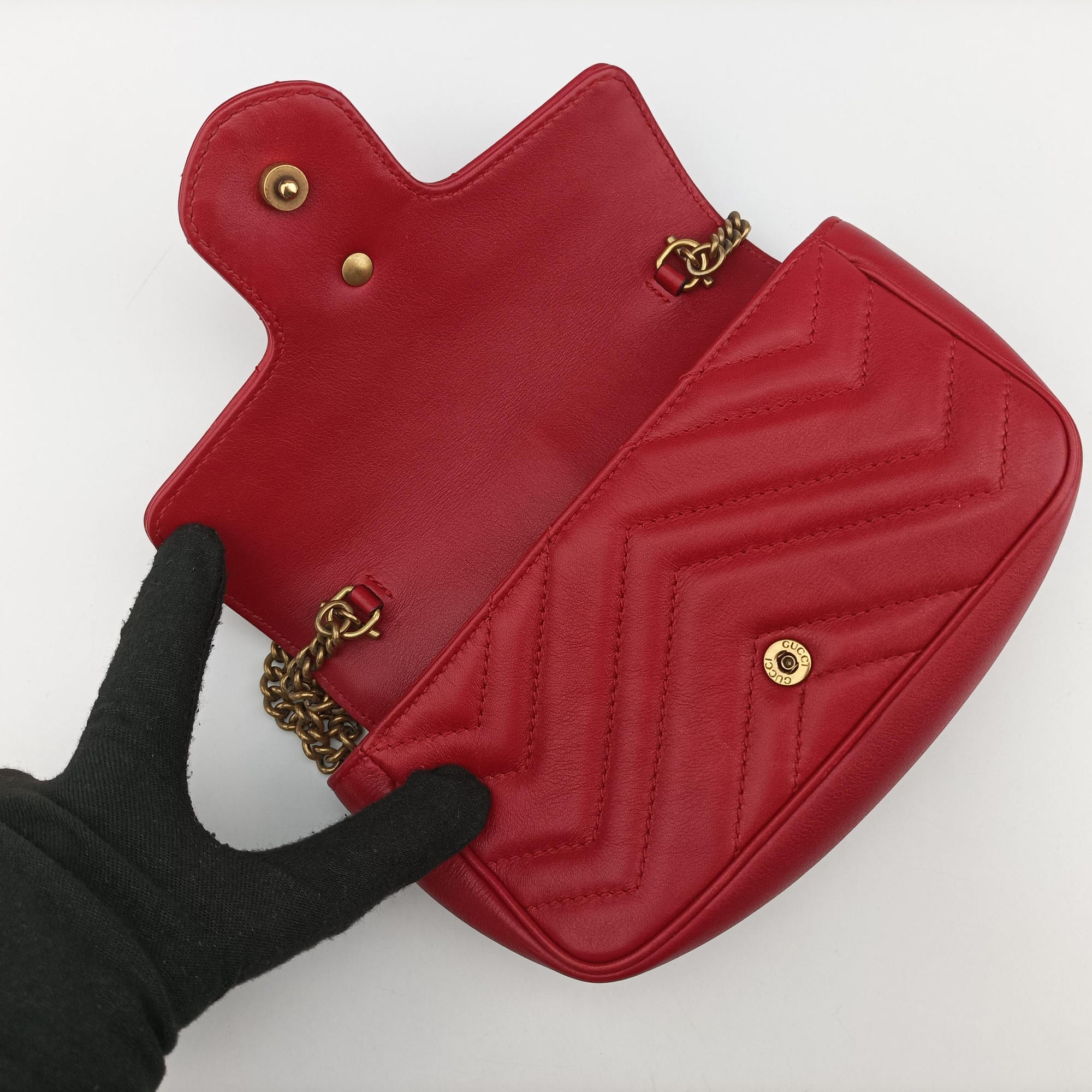 GG Marmont Red Leather 476433 GGマーモント レッド レザー 476433