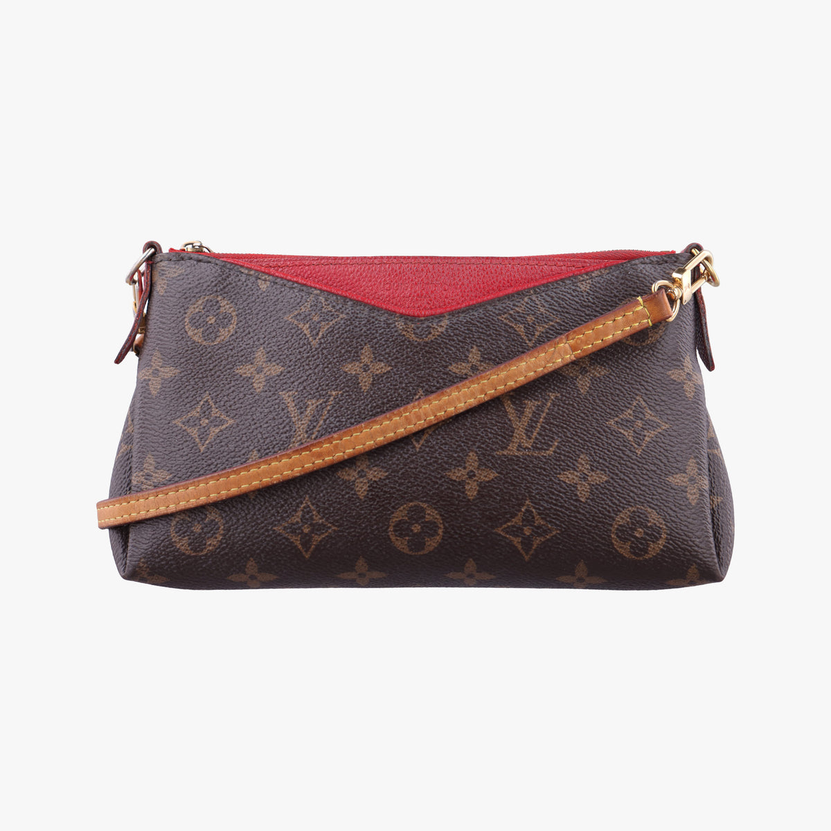 PALLAS Clutch brown×CERISE Monogram Canvas×calf leather M41638 Lot number unknownパラス クラッチ モノグラム/ブラウン×スリーズ モノグラムキャンバス×カーフレザー M41638 製番不明