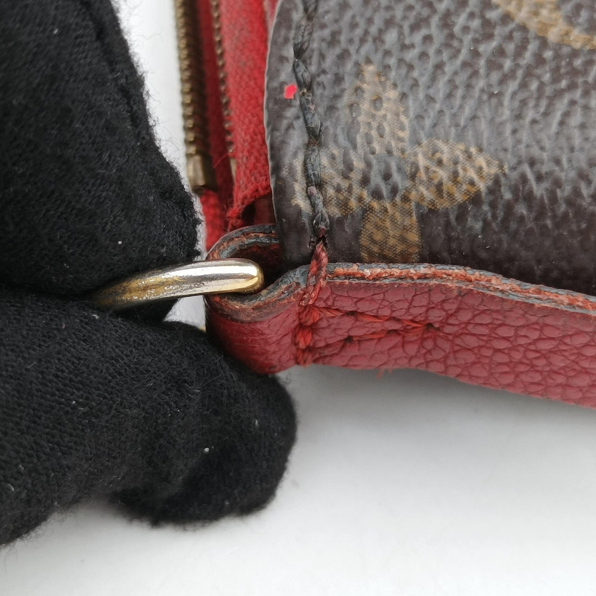 PALLAS Clutch brown×CERISE Monogram Canvas×calf leather M41638 Lot number unknownパラス クラッチ モノグラム/ブラウン×スリーズ モノグラムキャンバス×カーフレザー M41638 製番不明