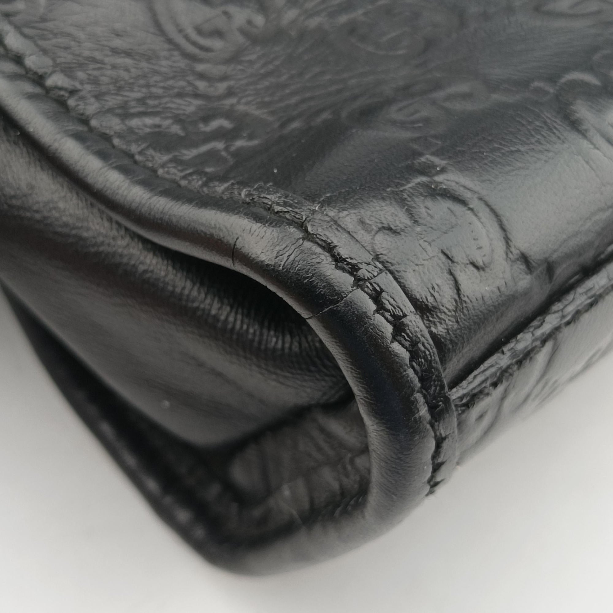 Pre-owned Gucci Guccissima Black Leather 246410 handbag | stylenewstar