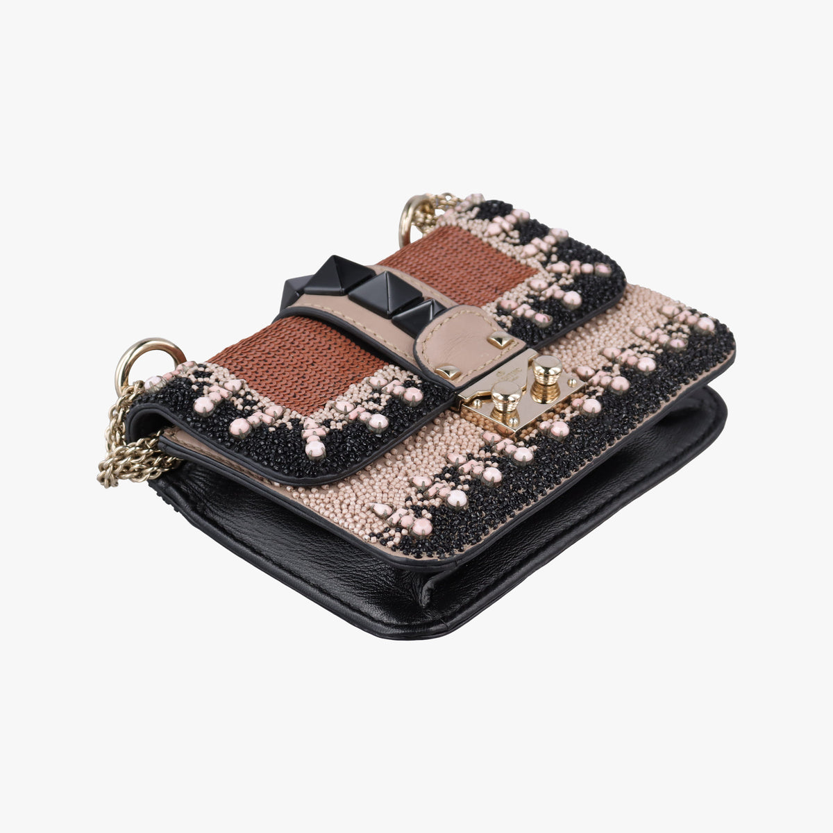 Vintage Valentino Glam Lock Multicolor Bead & Sequins Embroidery × Calf Leather shoulderbag | stylenewstar