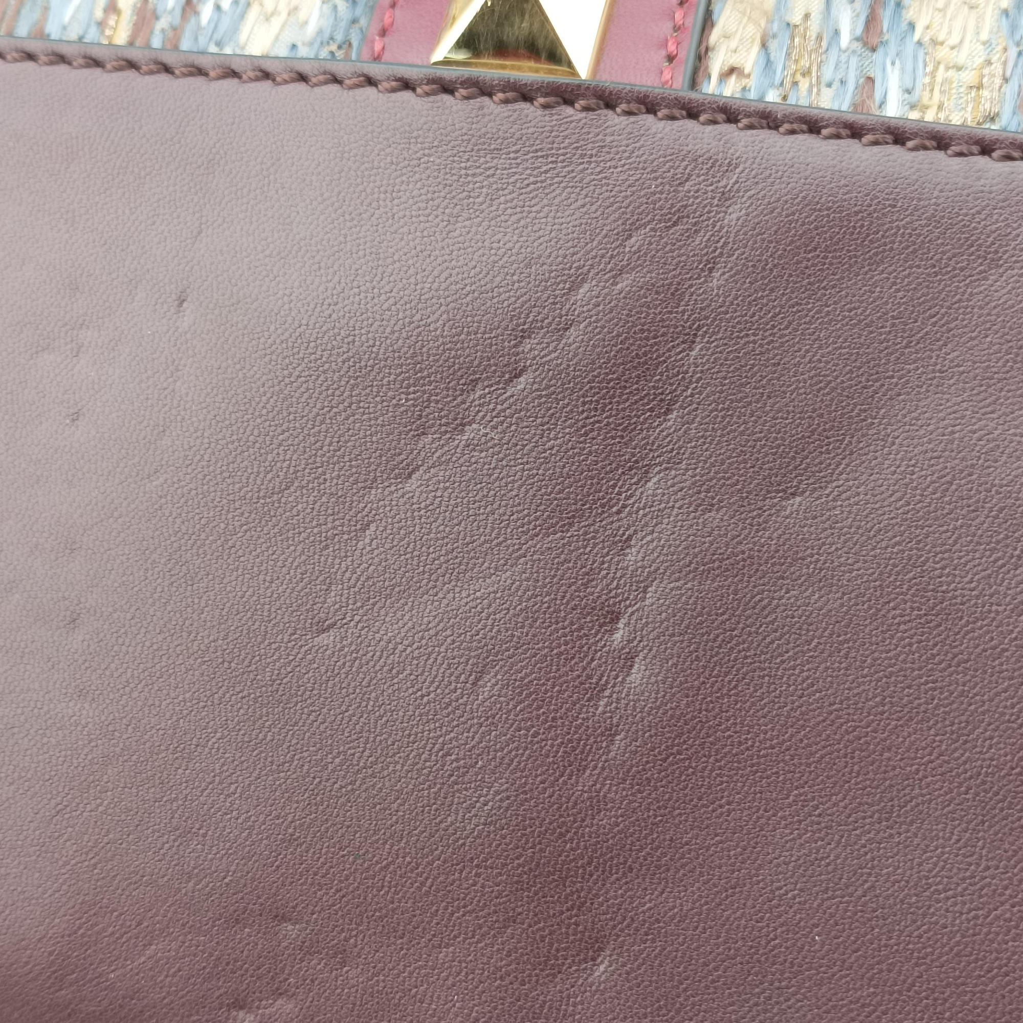 Rockstud Glam Lock Burgundy x Multicolour fabric x Leather BL-J566RPE0ロックスタッズグラムロック ワインレッド x マルチカラー ファブリック×レザー BL-J566RPE0