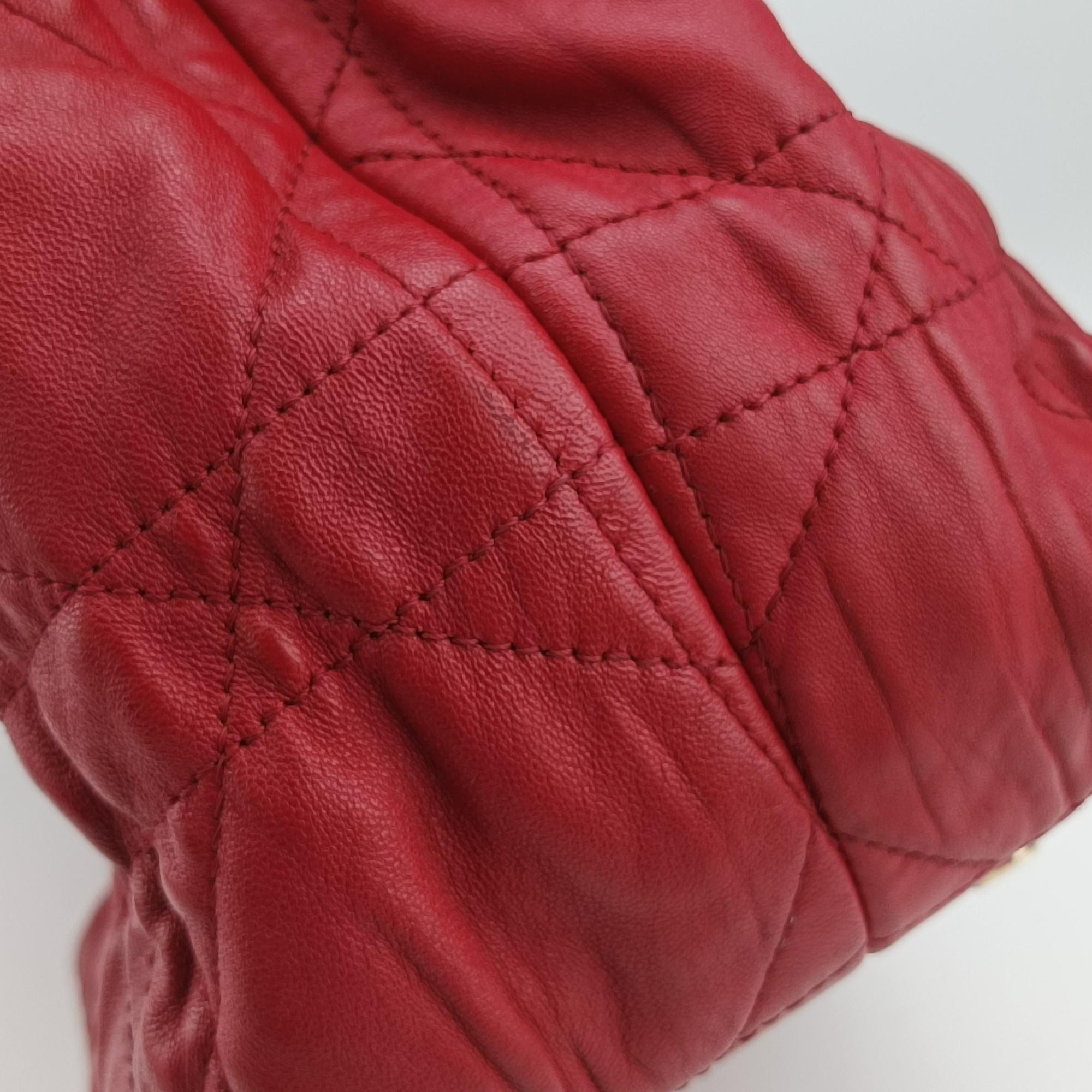 Delices Gaufre Cannage Tote Red lambskin 09-BO-0151デリス ゴーフル カナージュ トート レッド ラムスキン 09-BO-0151