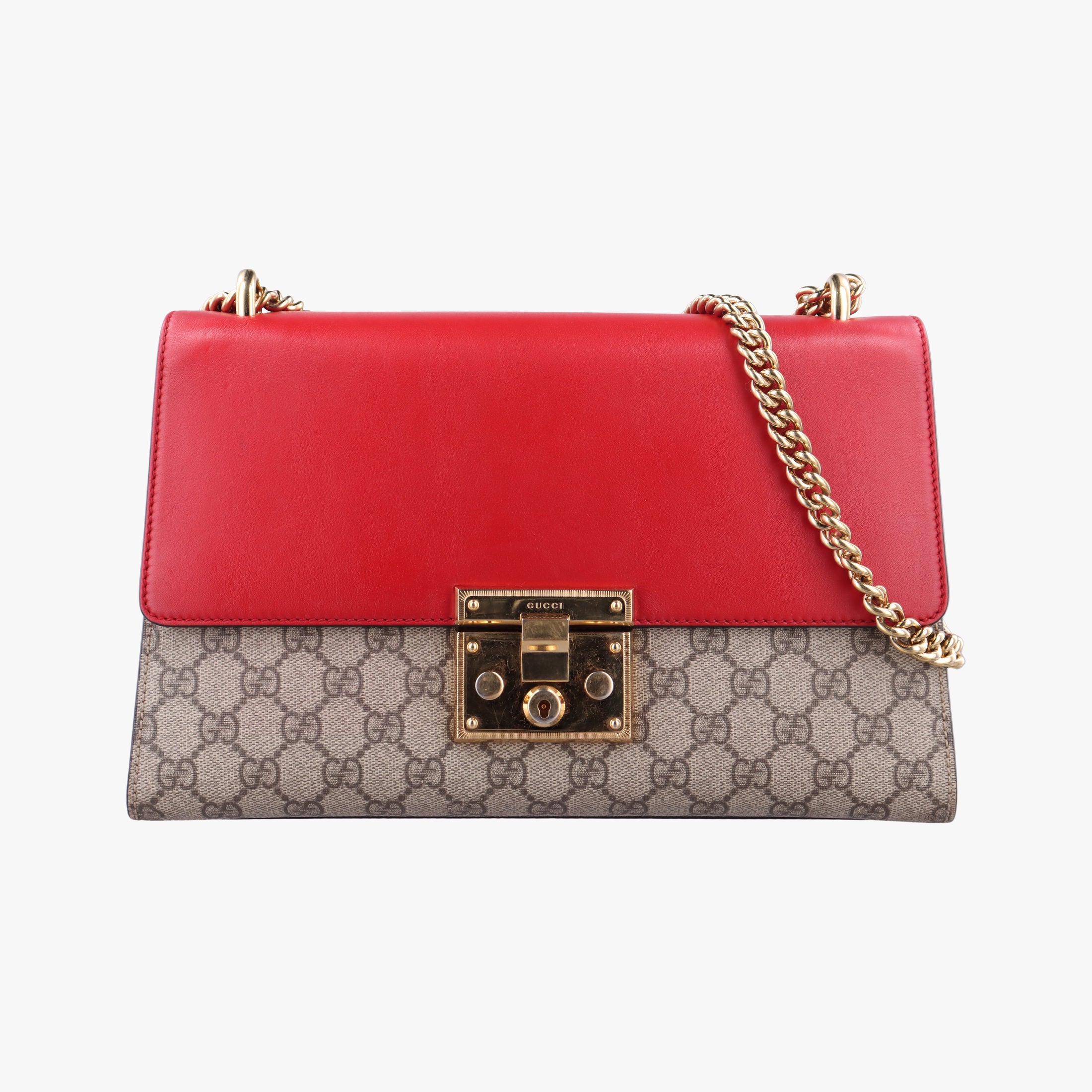 Secondhand Gucci Padlock beige×red×Multicolour PVC coated canvas×Leather 409486 shoulderbag | stylenewstar