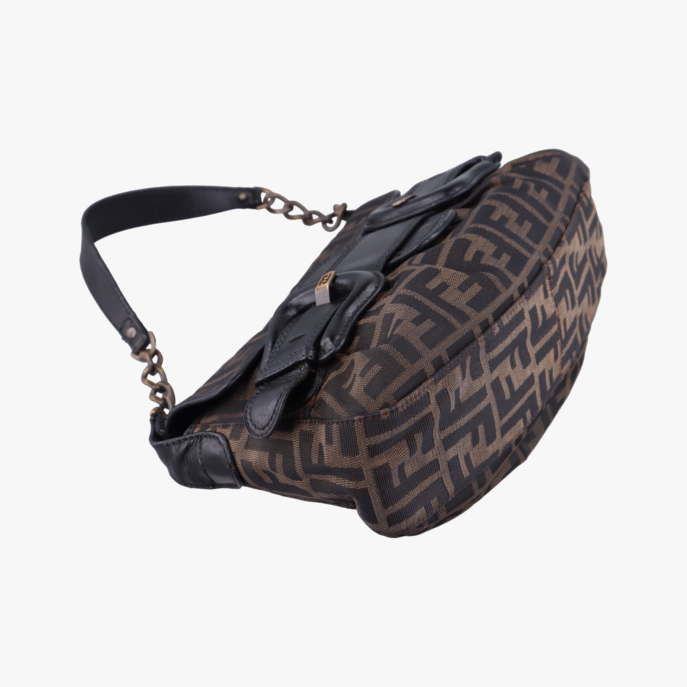B bag zucca Brown×Black Canvas×Leather 8BR551 2373-8BR551-MTC-069Bバッグ ズッカ ブラウン×ブラック キャンバス×レザー 8BR551 2373-8BR551-MTC-069