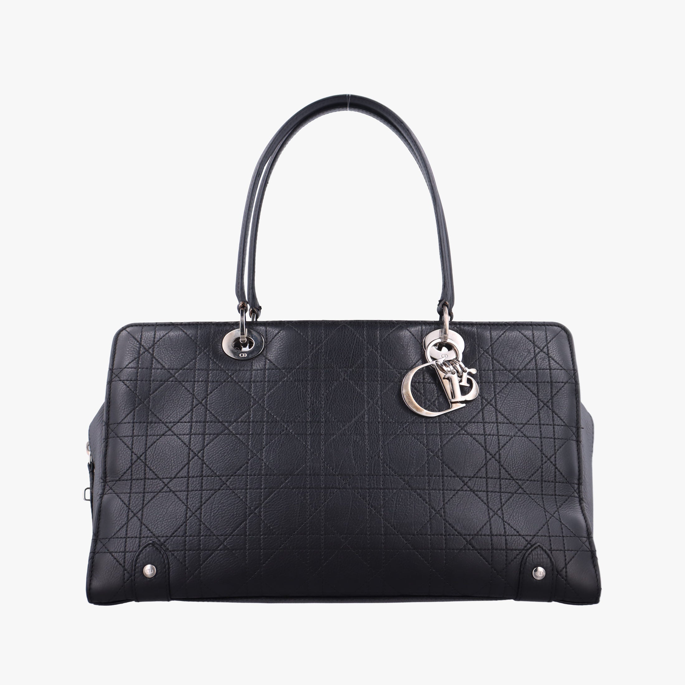 Lady Dior Cannage East West Black Leather 11-MA-1014レディディオール カナージュ イーストウエスト ブラック レザー 11-MA-1014