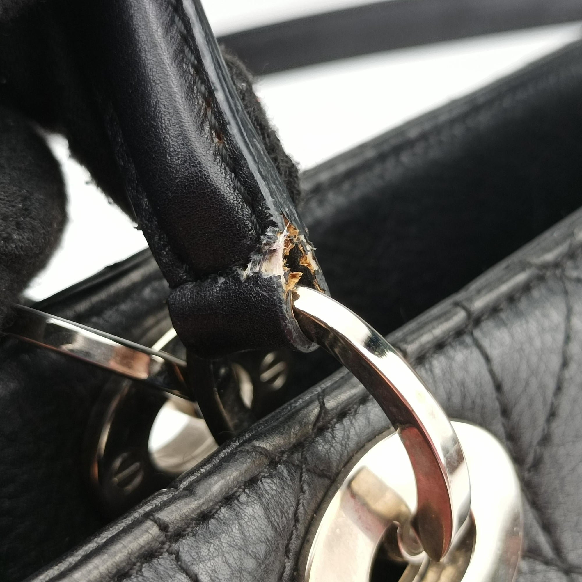 Lady Dior Cannage East West Black Leather 11-MA-1014レディディオール カナージュ イーストウエスト ブラック レザー 11-MA-1014