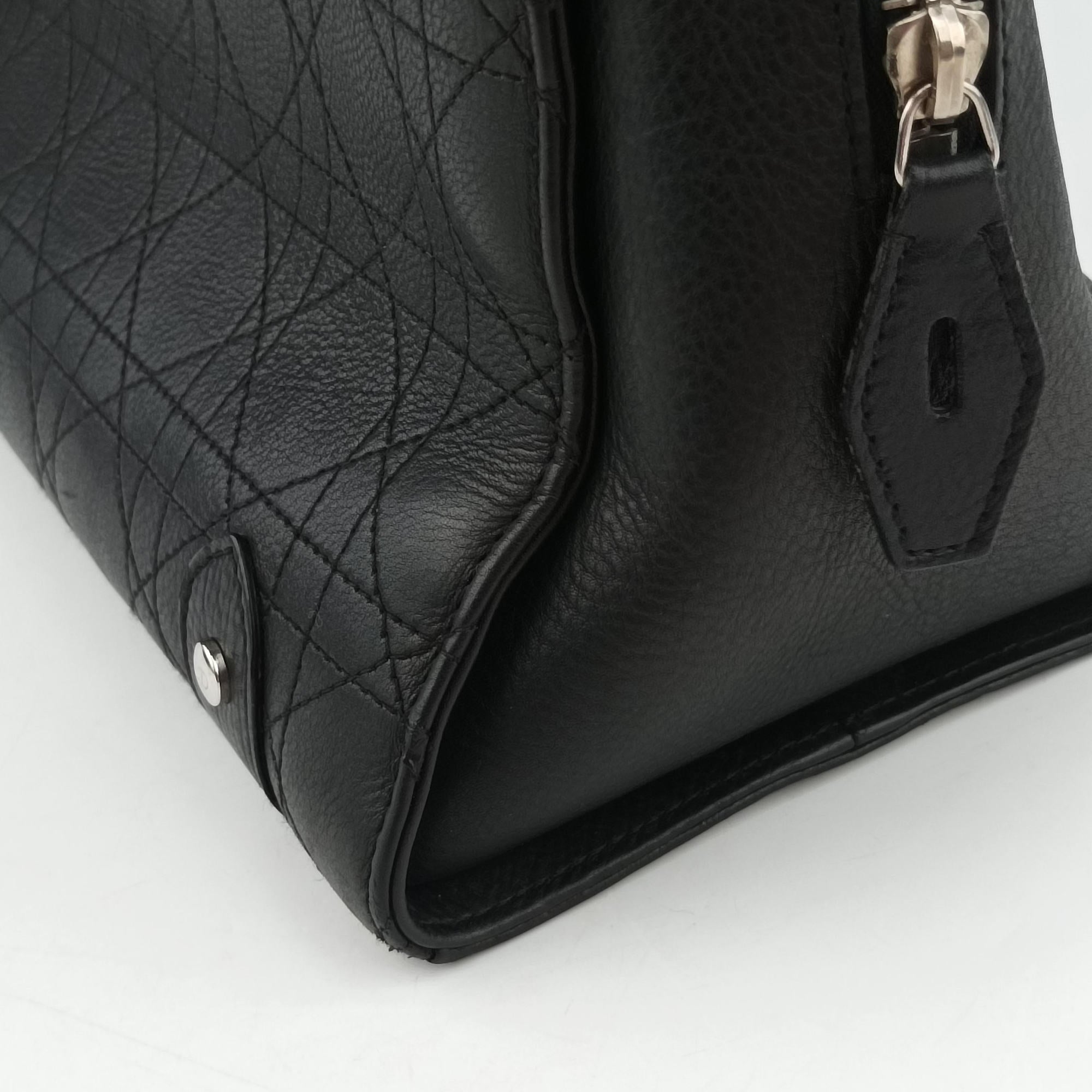 Lady Dior Cannage East West Black Leather 11-MA-1014レディディオール カナージュ イーストウエスト ブラック レザー 11-MA-1014