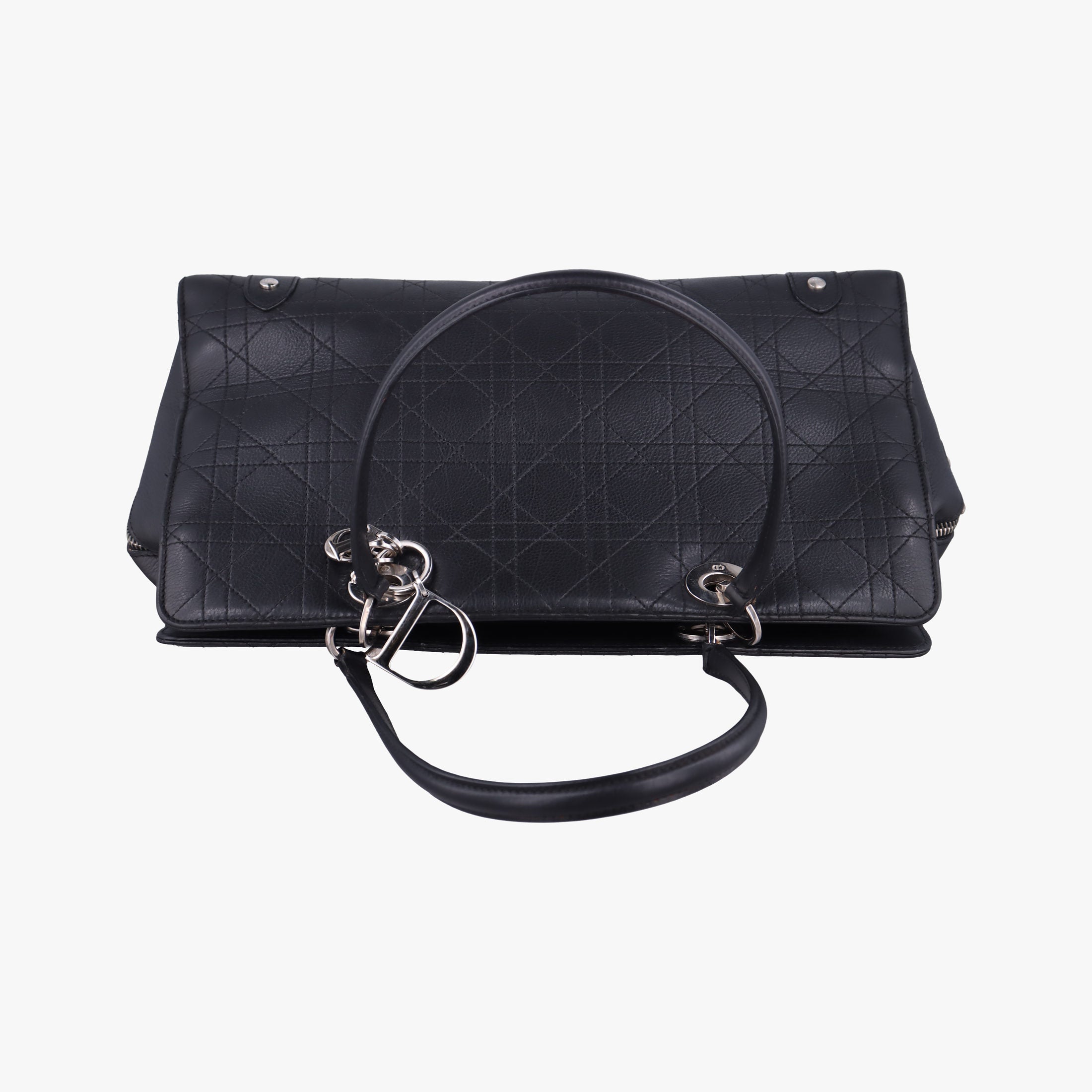 Lady Dior Cannage East West Black Leather 11-MA-1014レディディオール カナージュ イーストウエスト ブラック レザー 11-MA-1014