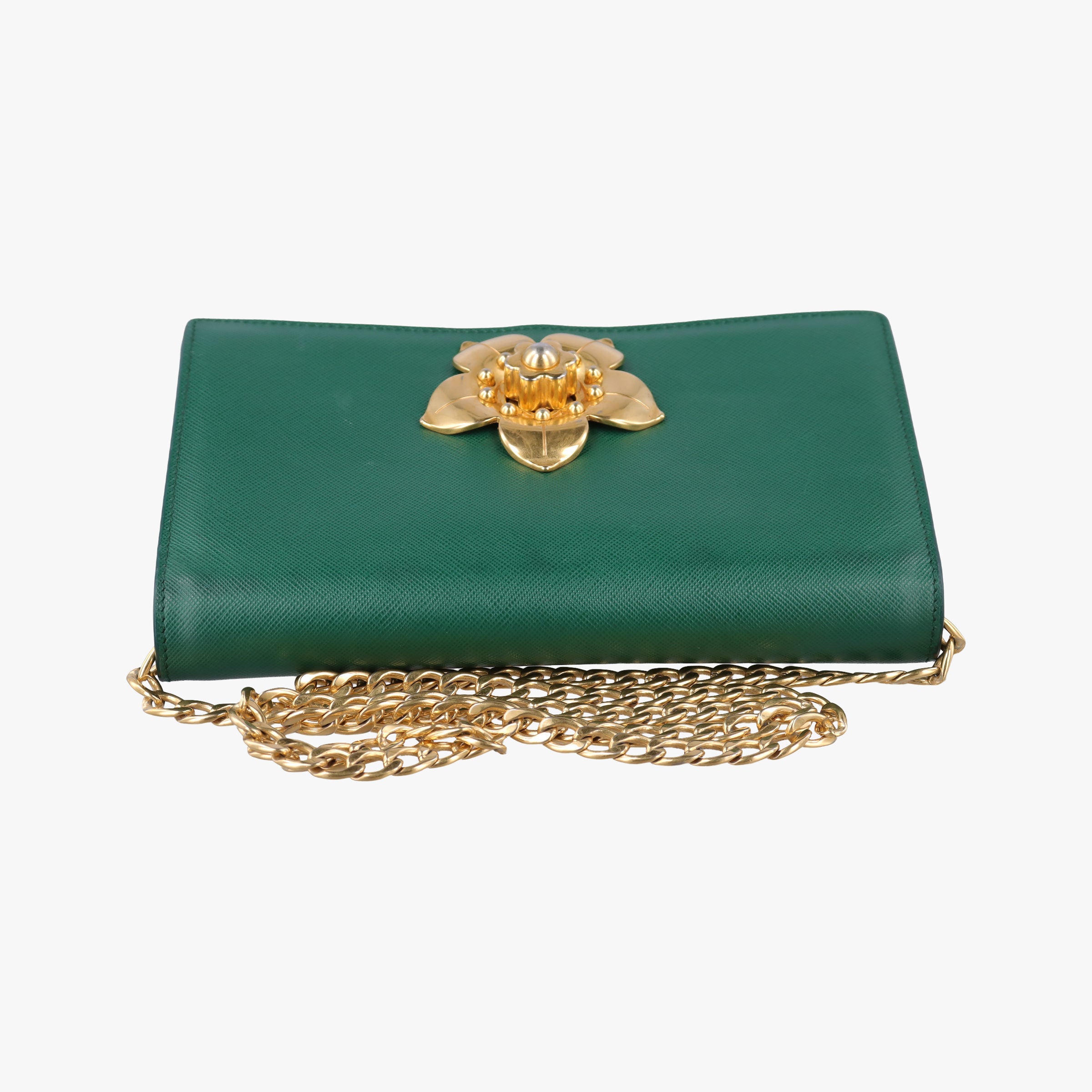 Corole Chain Green Saffiano Leather 25コロール チェーン グリーン サフィアーノレザー 25