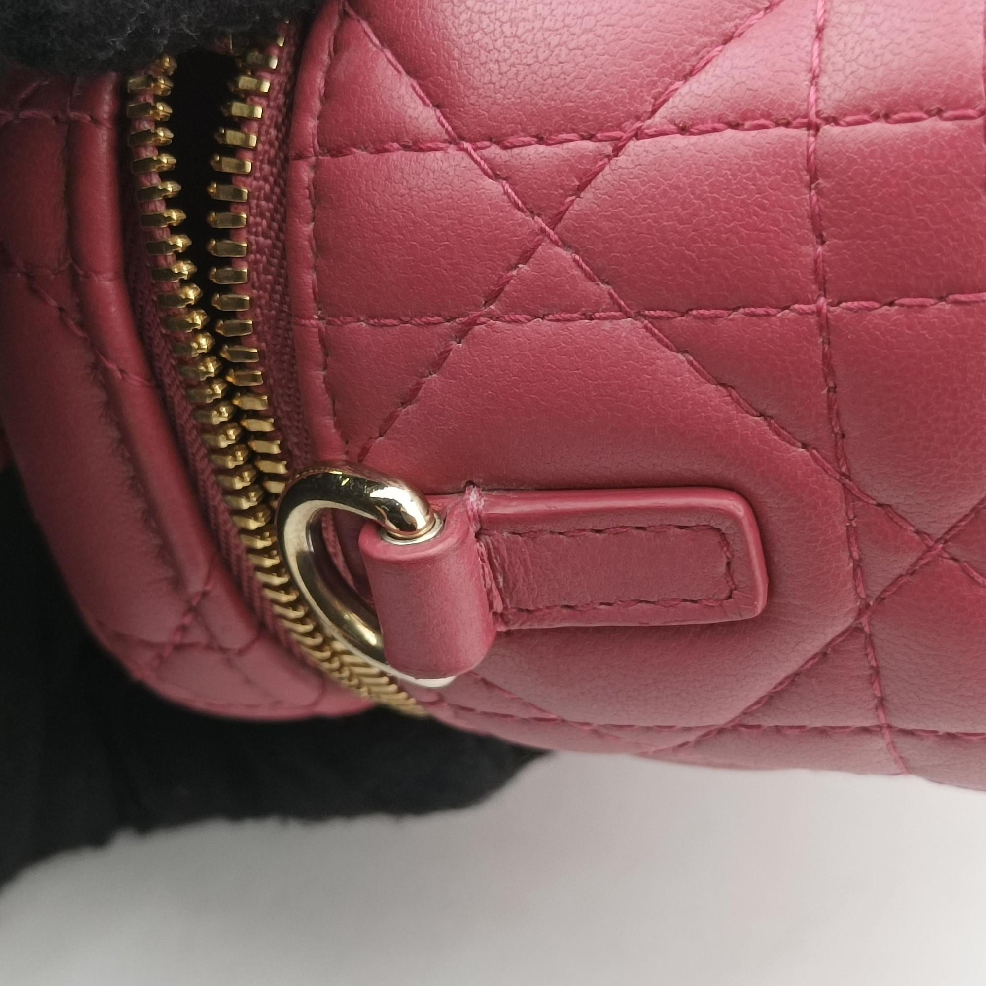 Lady Dior micro vanity RedPink lambskin 23-BO-0211レディディオール マイクロ ヴァニティ レッドピンク ラムスキン 23-BO-0211
