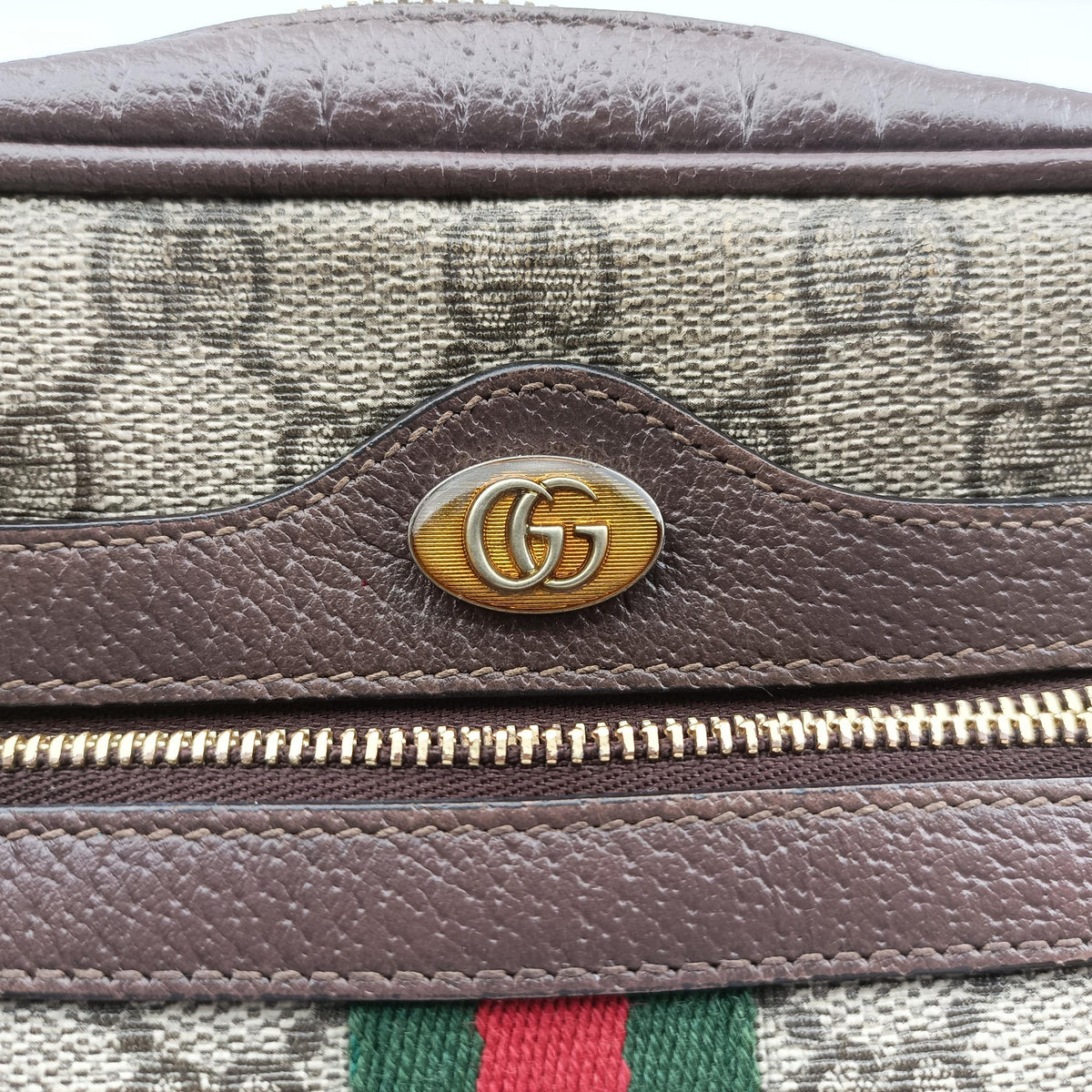 OPHIDIA Brown×red×green PVC coated canvas×Leather 517350 オフィディア ブラウン×レッド×グリーン PVCコーティングキャンバス×レザー 517350