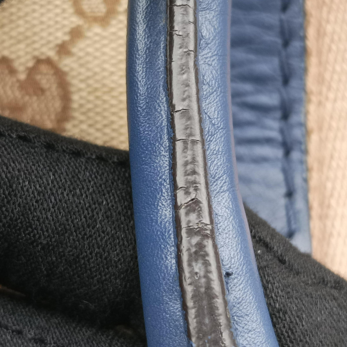Sherry Line beigex blue xmulti canvas×leather 269876 G018208593シェリーライン ベージュ×ブルー×マルチ キャンバス×レザー 269876 G018208593