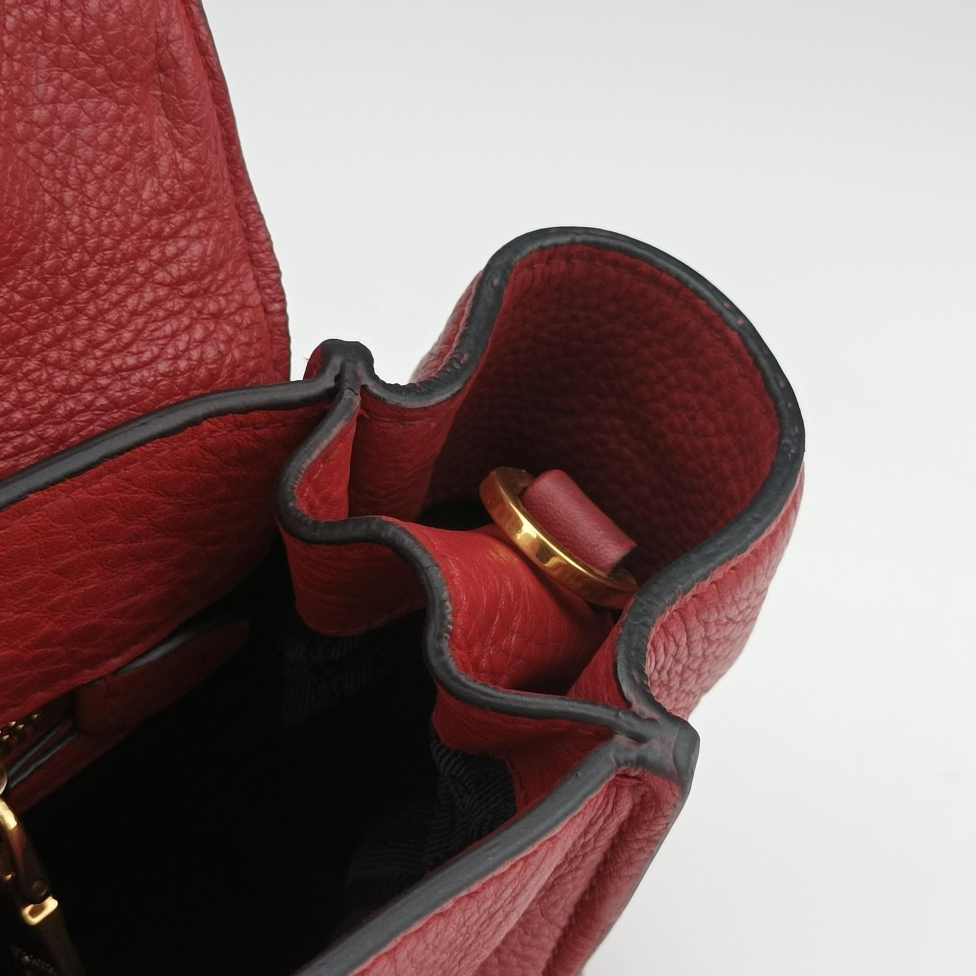 Vitello Daino Sound Flap Top Handle Red Leather BR5034 58/M 165ヴィテッロ ダイノ サウンド フラップ トップ ハンドル レッド レザー BR5034 58/M 165