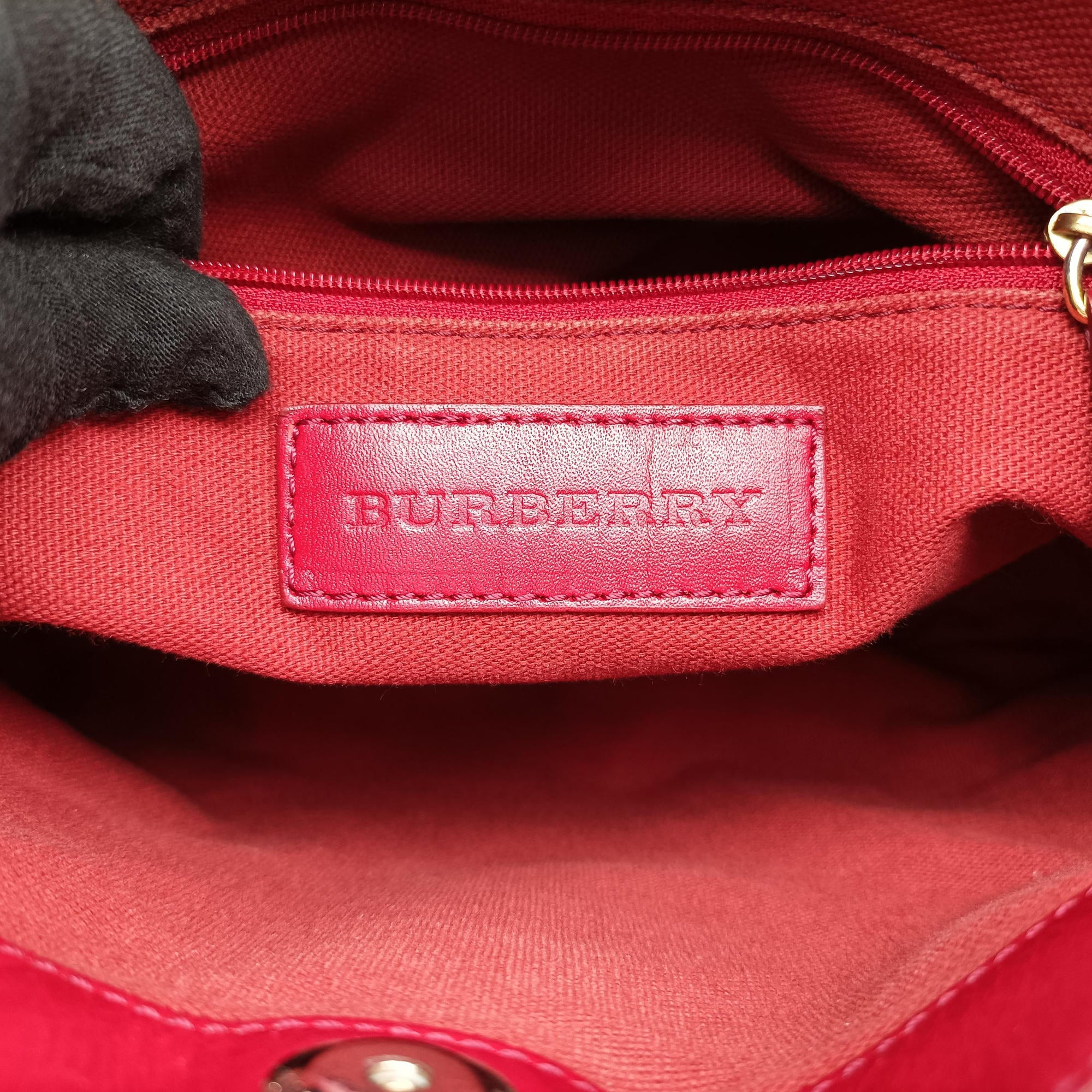 Haymarket Check Beige × Military Red Coated Canvas × Leather 3857260/64Mヘイマーケットチェック ベージュ × レッド コーティングキャンバス × レザー 2wayショルダーバッグ 3857260/64M